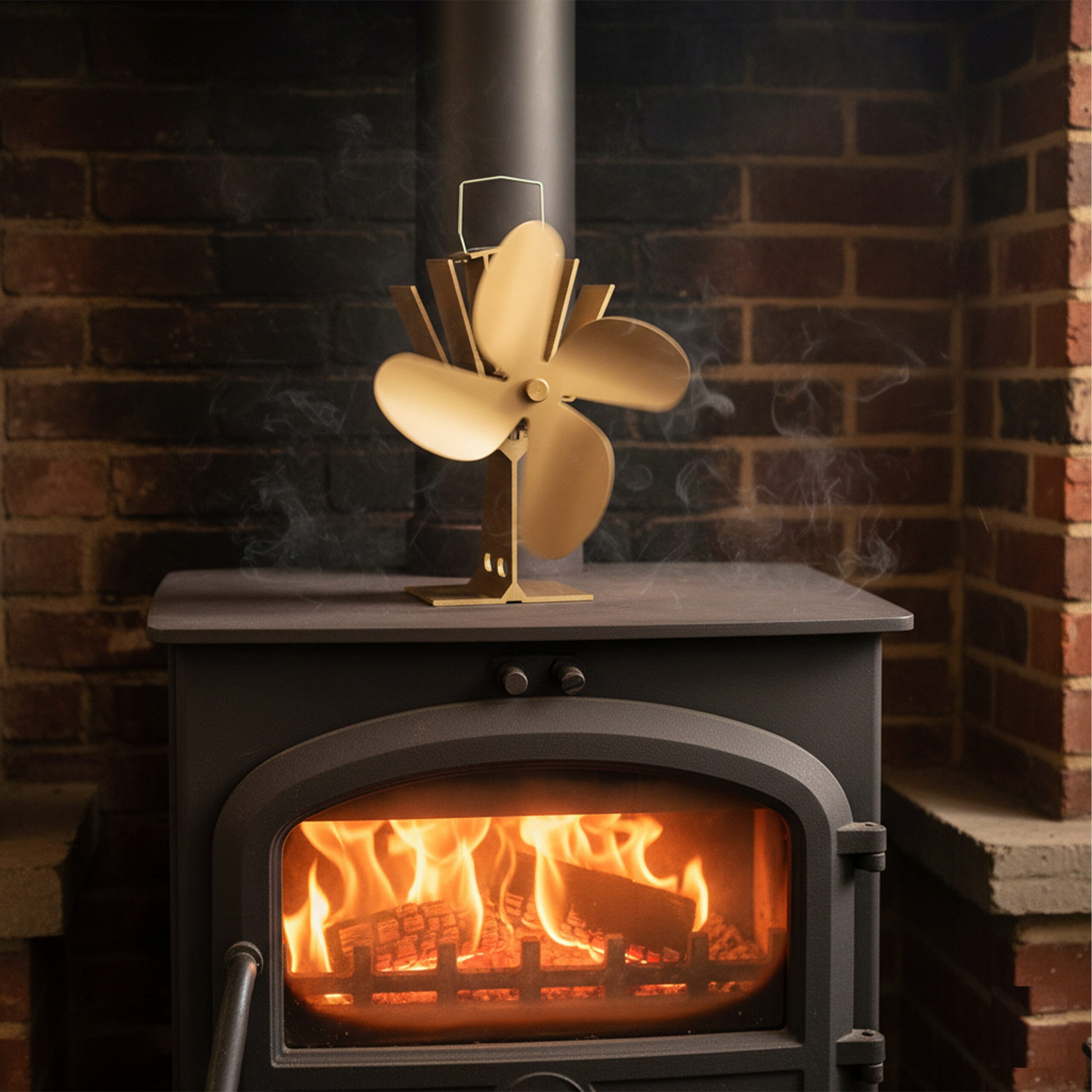 relaxdays Kaminventilator Ofenventilator ohne Strom, Bronze