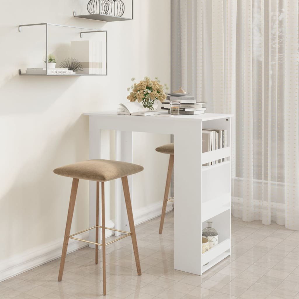 furnicato Stehtisch Moderner Weiß 102 x 50 x 103,5 cm (1-St), Stabiler Bistrotisch mit drei Ablagen für Küche oder Essbereich