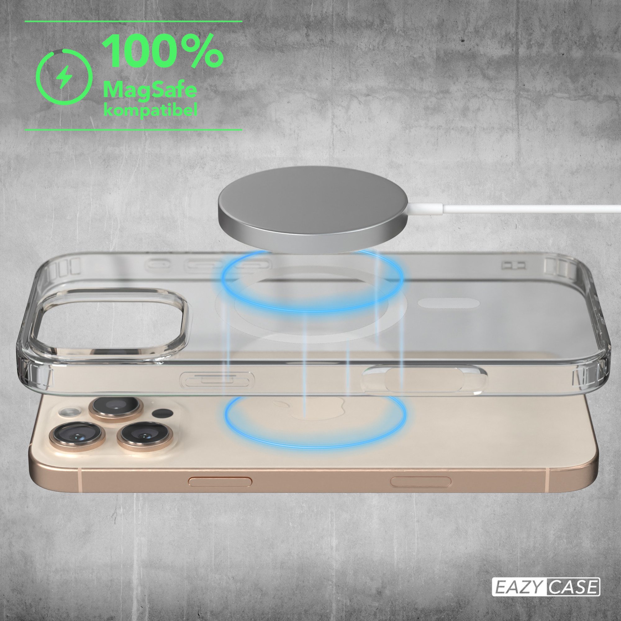 EAZY CASE Handyhülle Transparente Hülle mit MagSafe iPhone 16 Pro Max 6,9 Zoll, Back Cover, Bumper Case, Handy Schutzhülle Kameraschutz, Durchsichtig