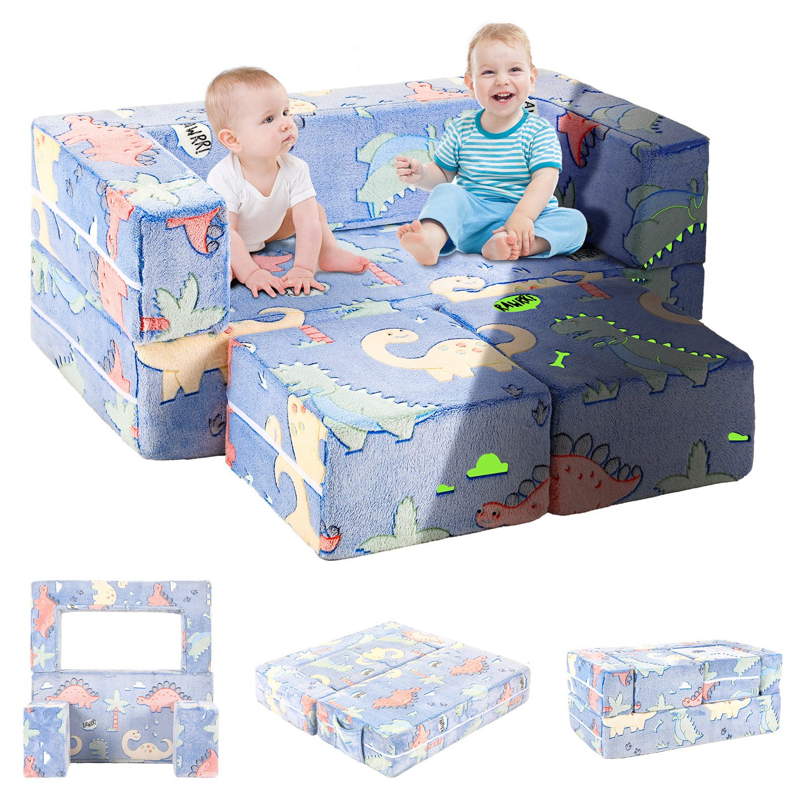 TLGREEN Kindersofa 2-in-1 Kindersitzgruppe mit Schlaffunktion, günstig online kaufen