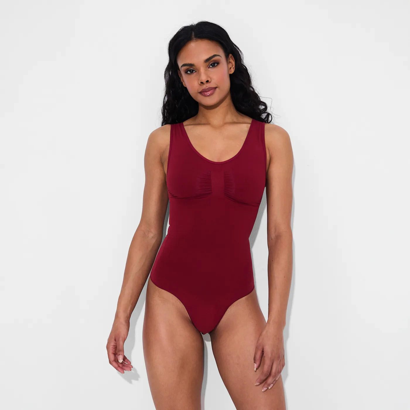 Creamy Fabrics Miederbody Tank Bodysuit Sculpting Shapewear mit String-Wine günstig online kaufen