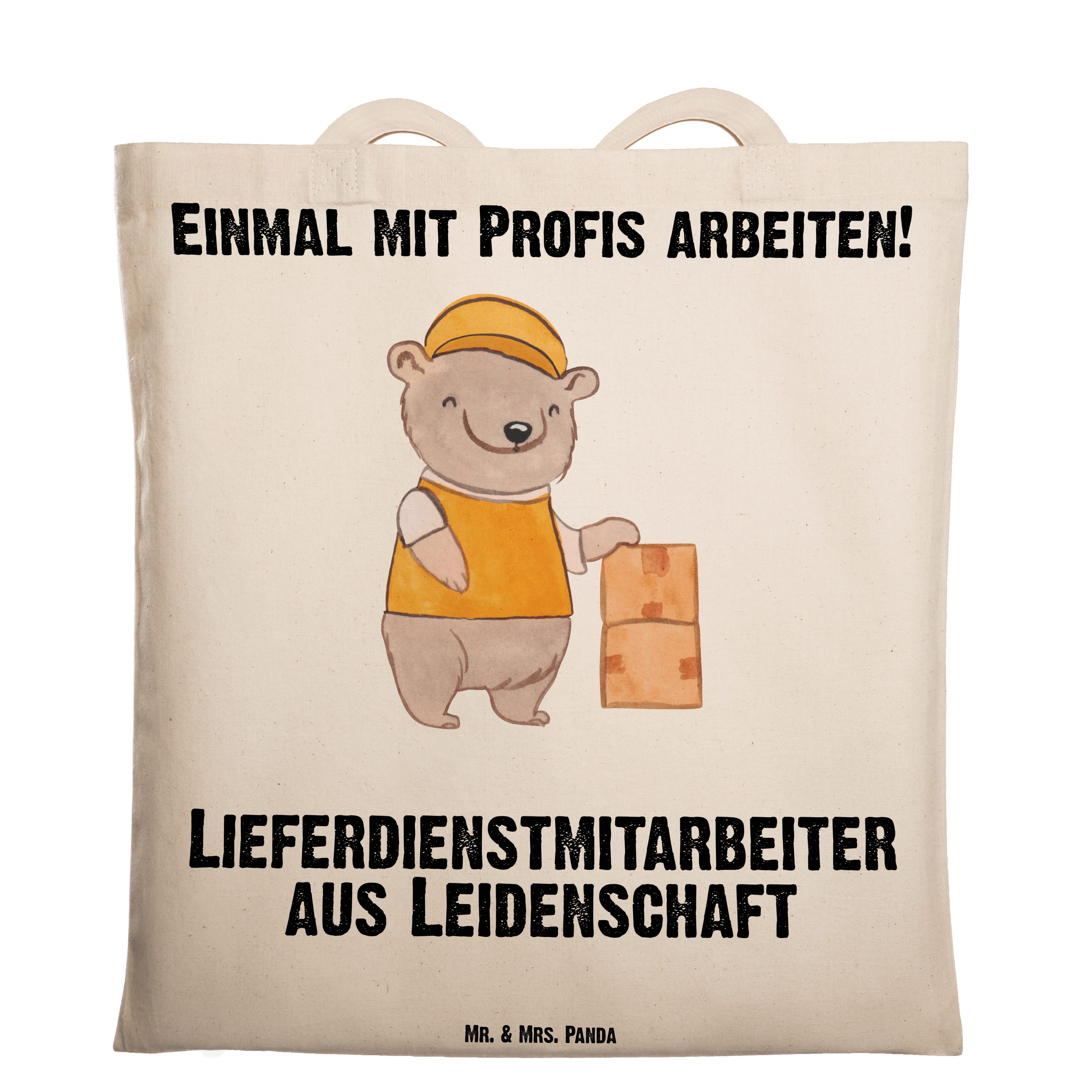 Mr. & Mrs. Panda Tragetasche Lieferdienstmitarbeiter aus Leidenschaft - Transparent - Geschenk, St (1-tlg)