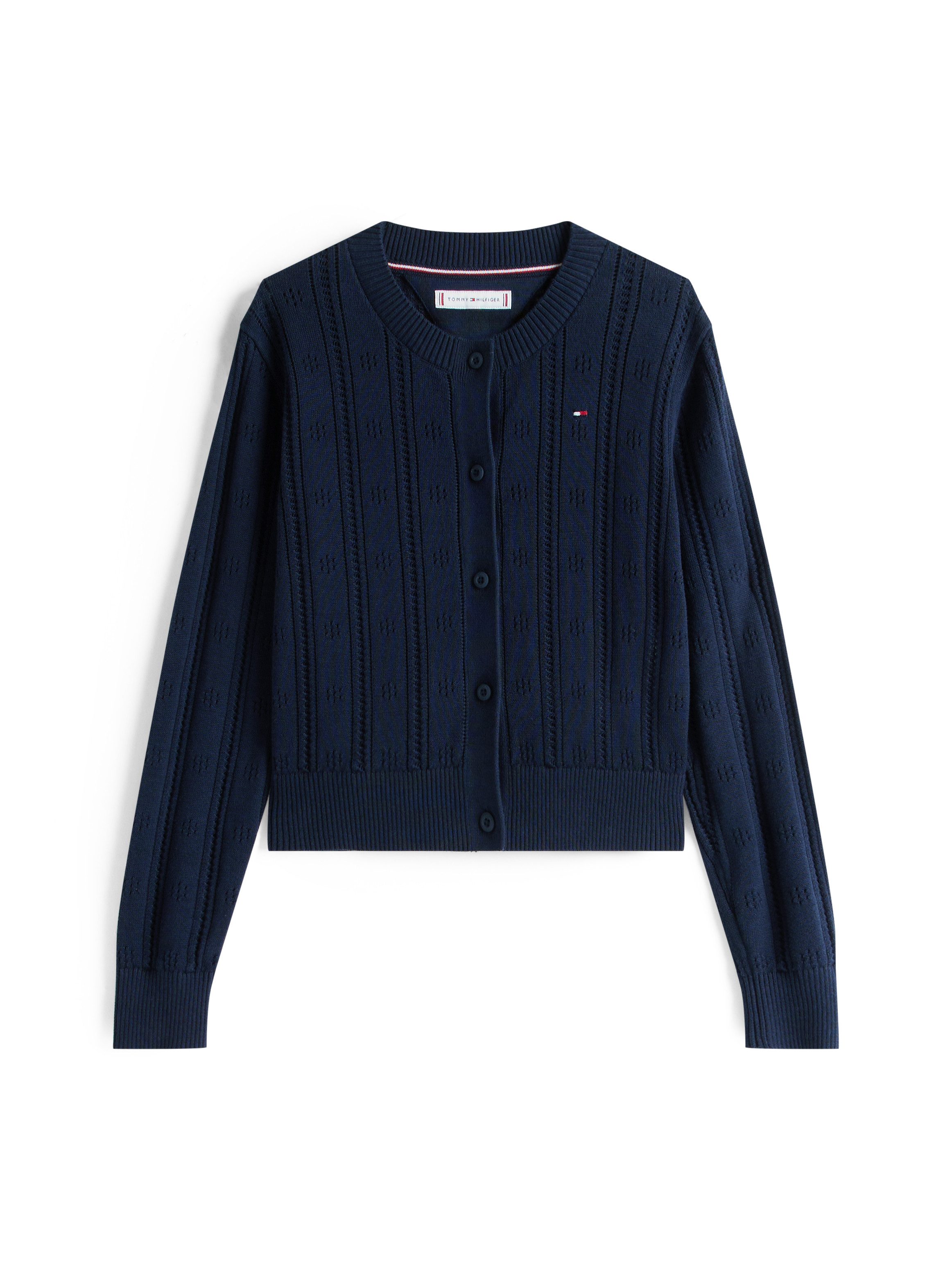 Tommy Hilfiger Strickjacke POINTELLE CARDIGAN LS für Kinder bis 16 Jahre, mit süßem Muster – Bild 4 von 5