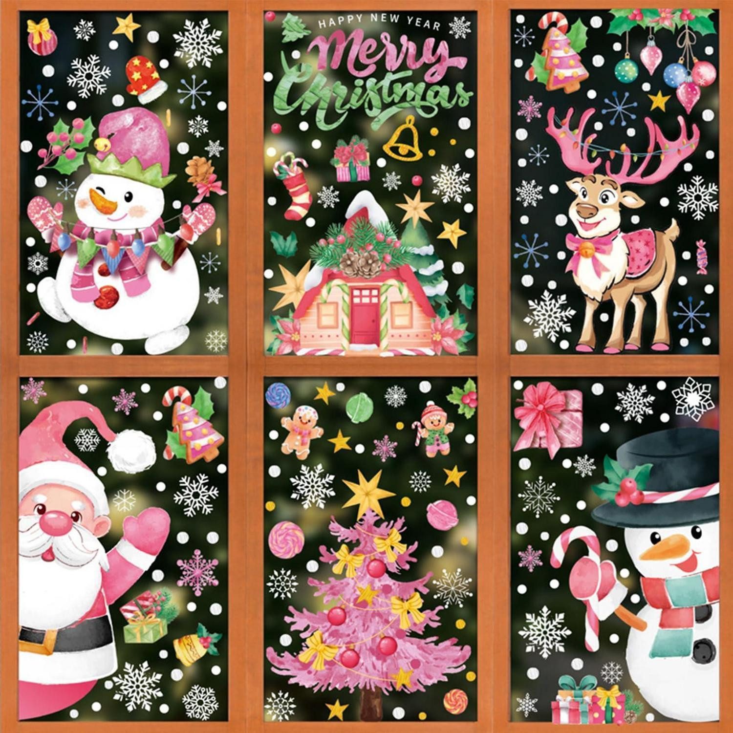LuxusKollektion Fensterbild Fensterbilder Weihnachten 6 Blatt Rosa Aquarell