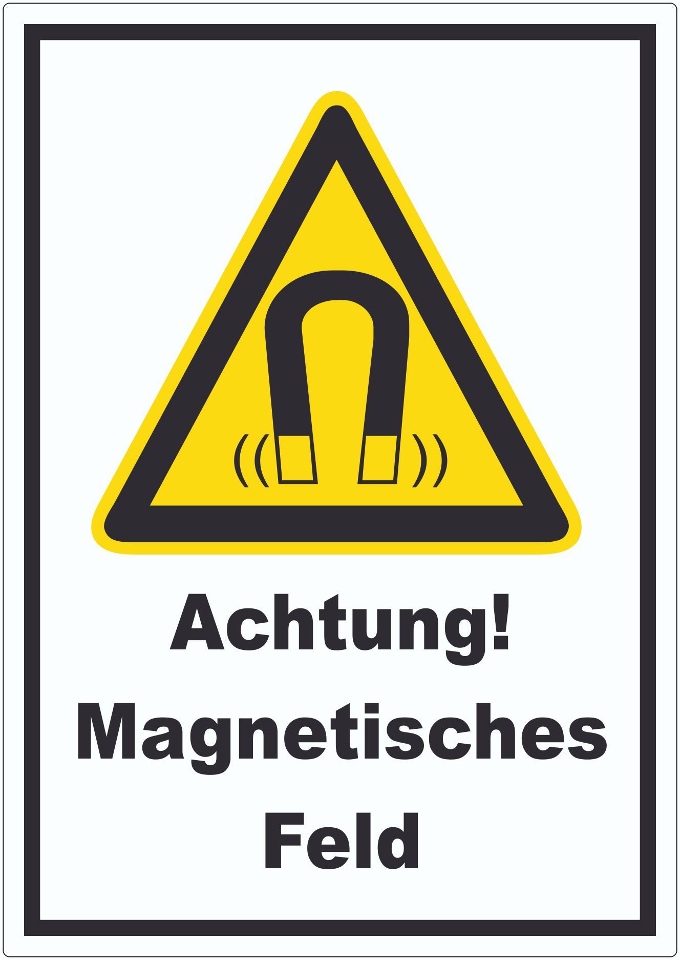 HB-Druck Aufkleber Achtung Magnetisches Feld Aufkleber, wetterfest, UV-beständig, kratzfest
