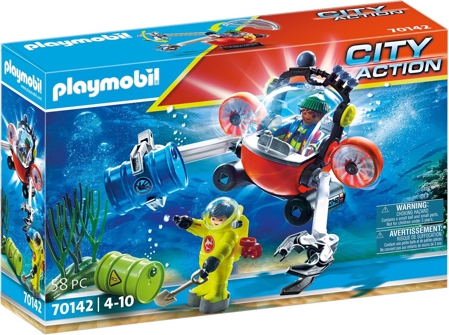 Image of PLAYMOBIL® City Action - Seenot: Umwelteinsatz mit Tauchboot 70142