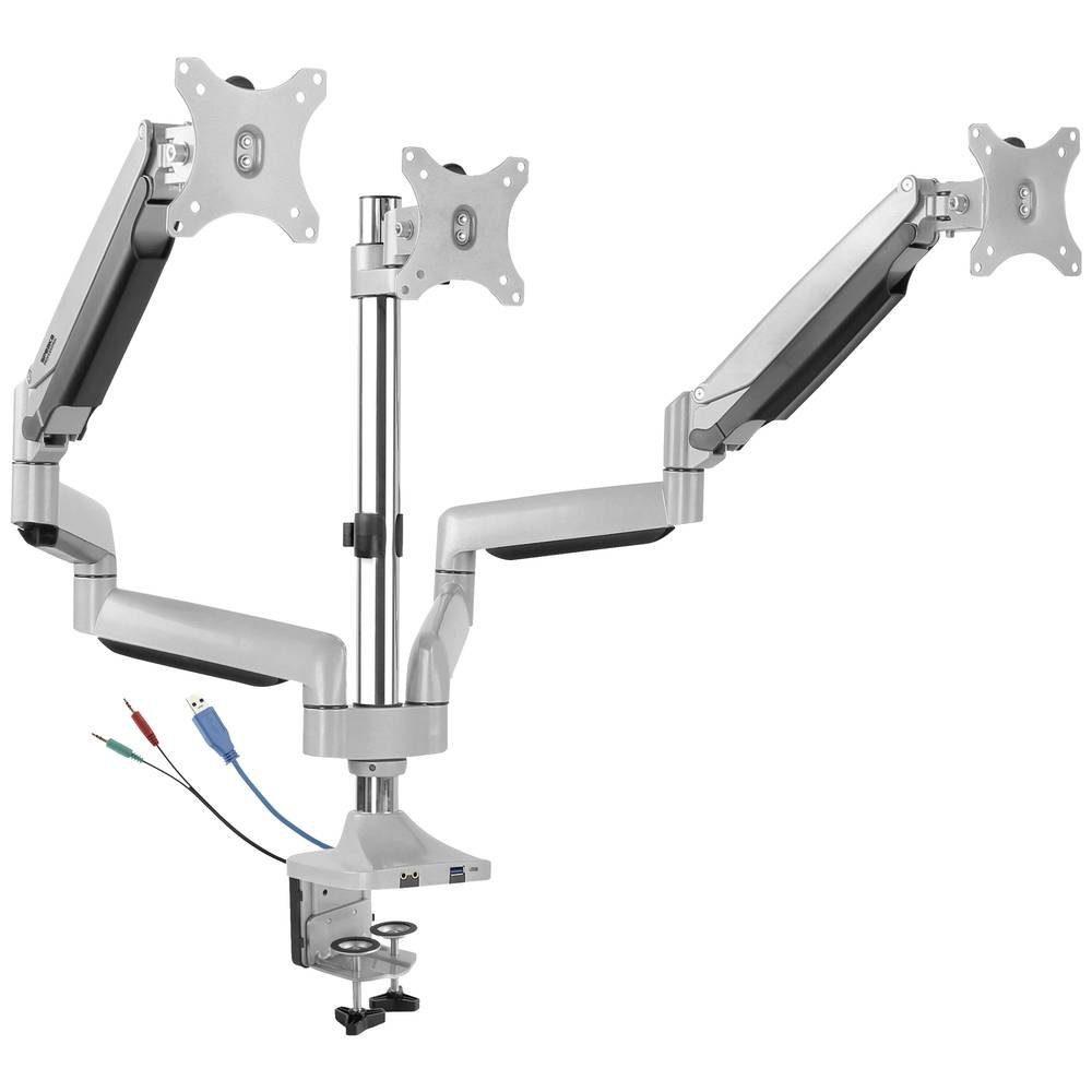 SpeaKa Professional Monitor-Halterung Dreiach-Monitorhalterung mit USB- SP-10924816, (Gasdruck-Technik, Integrierte USB-/Audio-Anschlüsse)