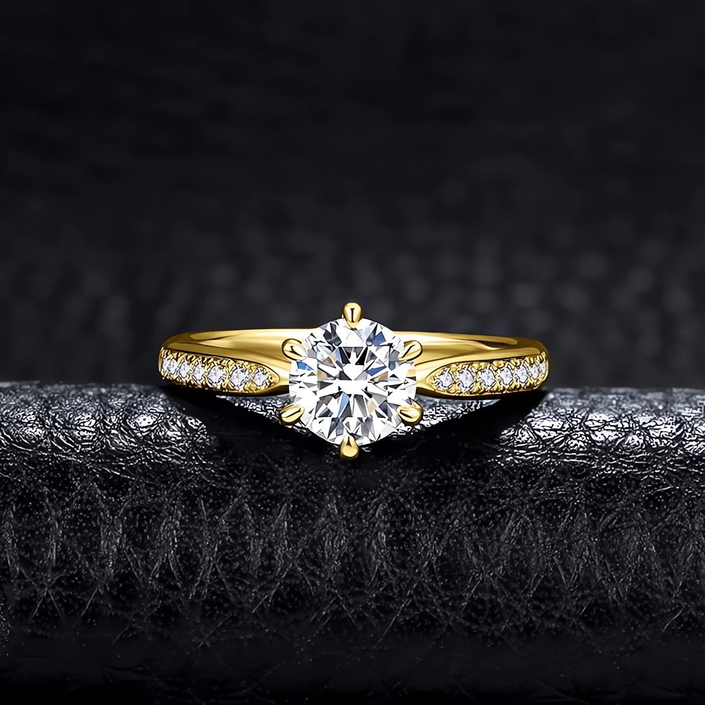 Jumpeak Diamantring Ring Damen 1ct 14K Gold E VS2 3EX RundSchliff Diamantring für Hochzeit, Lab Grown Diamant Ring, Mit IGI-Zertifikat, Geburtstagsgeschenk