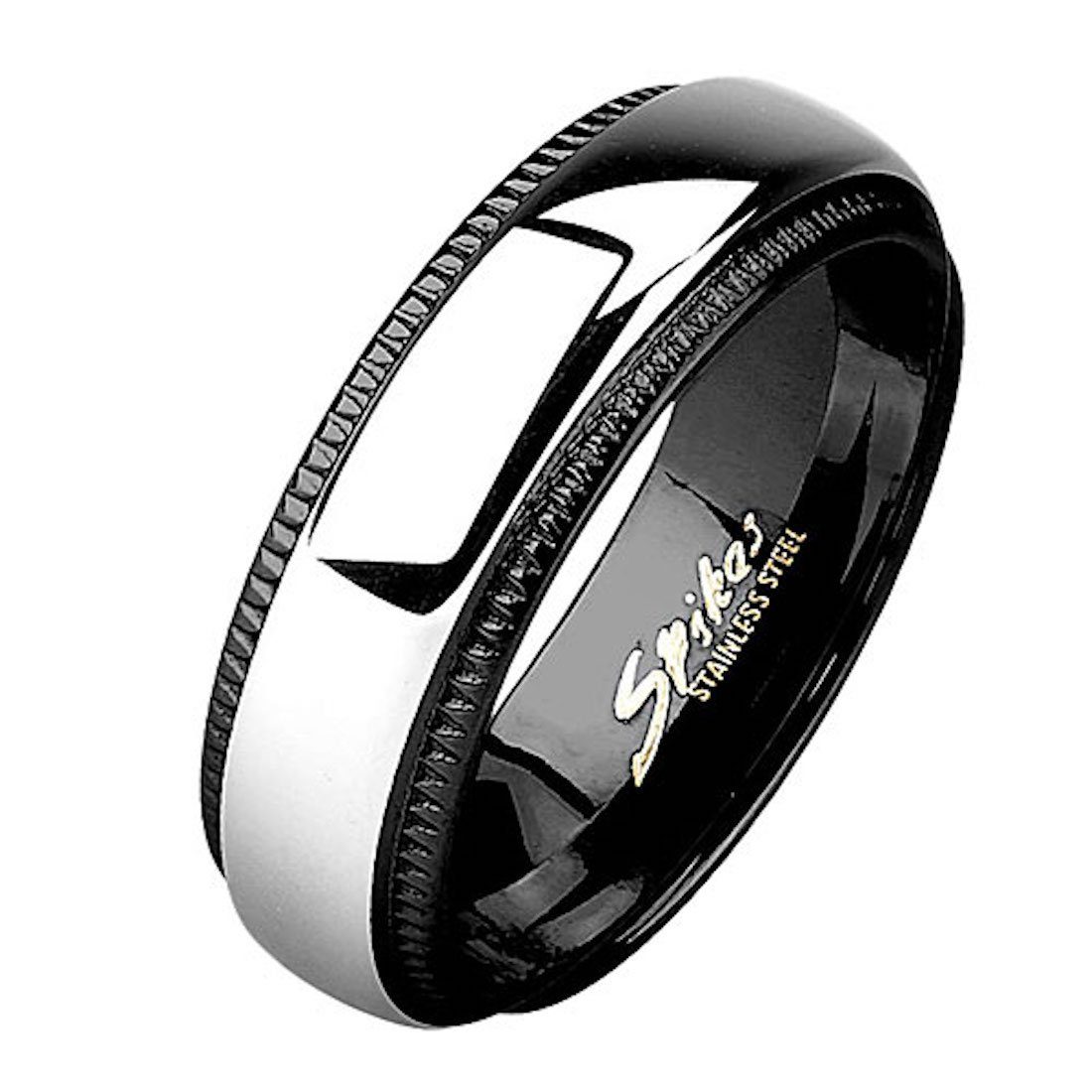 Taffstyle Fingerring Band-Ring poliert Edelstahl Bicolor ( Poliert oder für Herren, Damen Schwarz Verlobungsring Herren Herrenring Partnerring ) Damenring