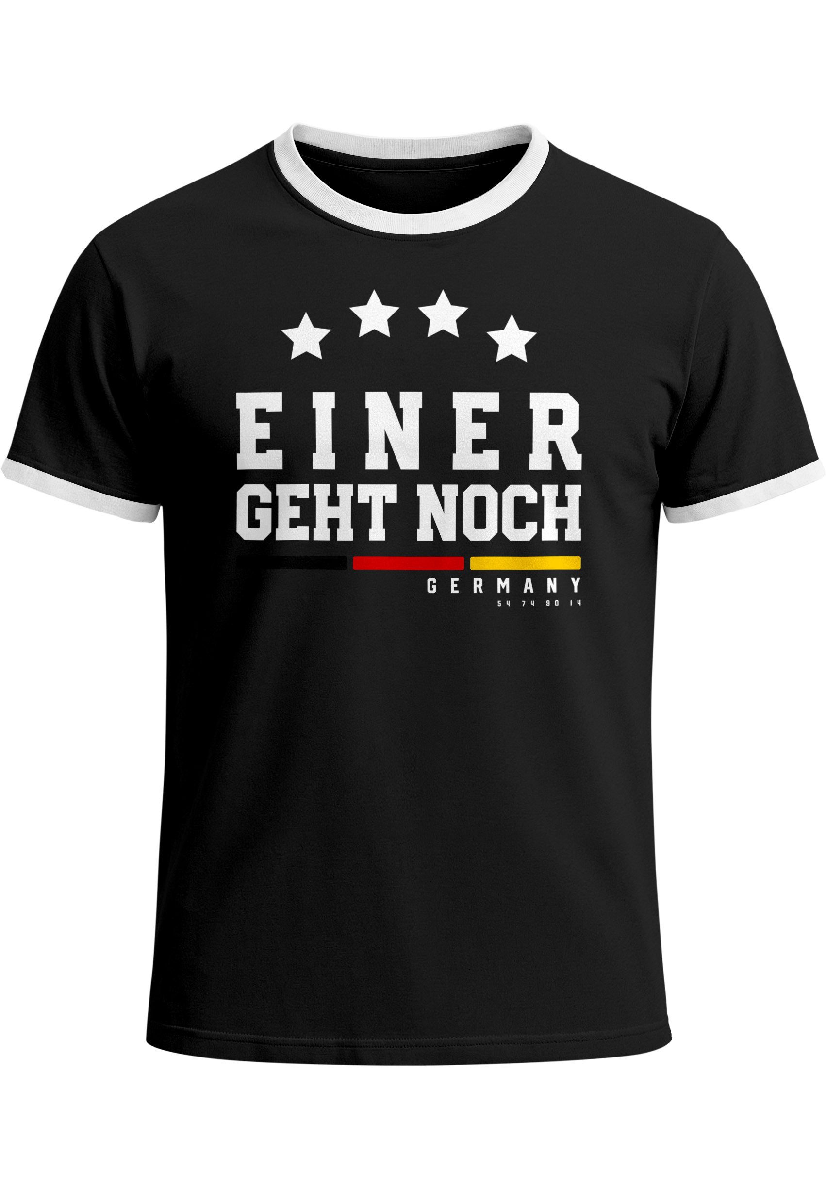 MoonWorks Print-Shirt Herren Fan-Shirt Deutschland Einer geht geht noch vier Sterne Fußball mit Print