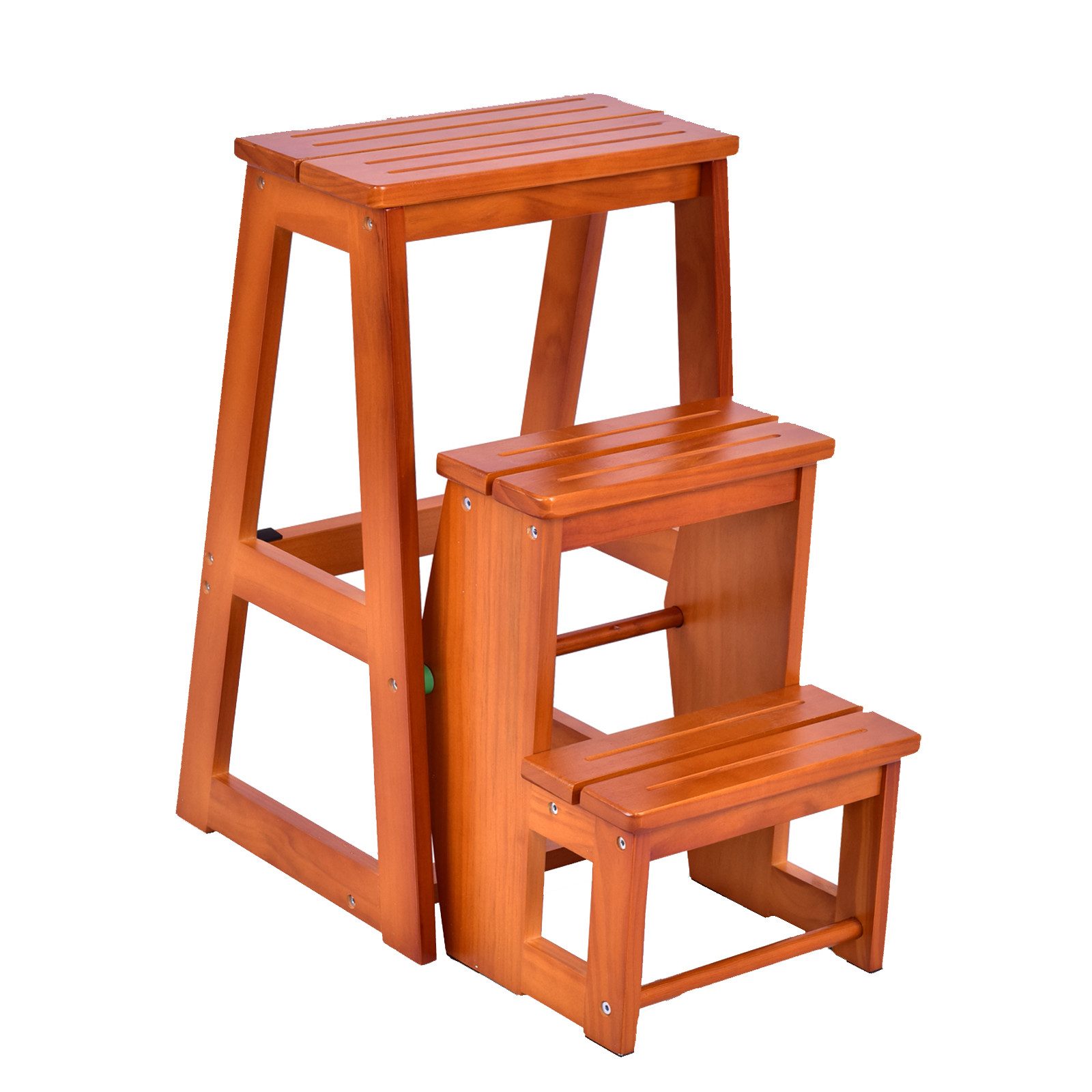 KOMFOTTEU Tritthocker Leiterstuhl 3 Stufen, aus Kiefernholz, klappbar, Trag günstig online kaufen