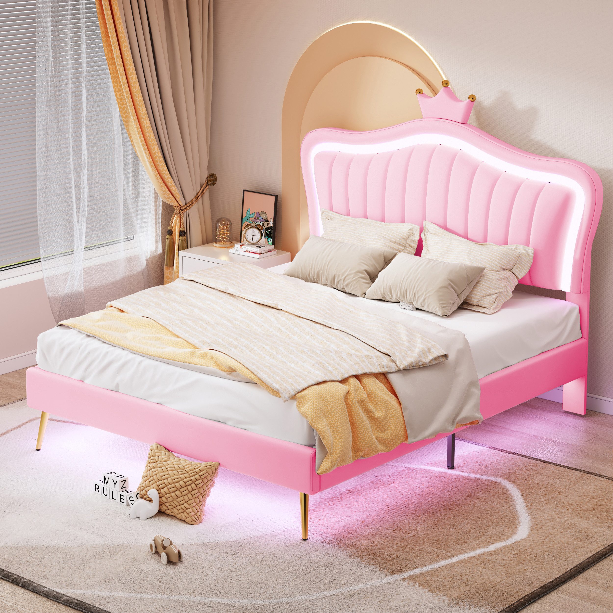 STILVORA Kinderbett 140x200 Polsterbet mit Matratze,Jugendbett günstig online kaufen