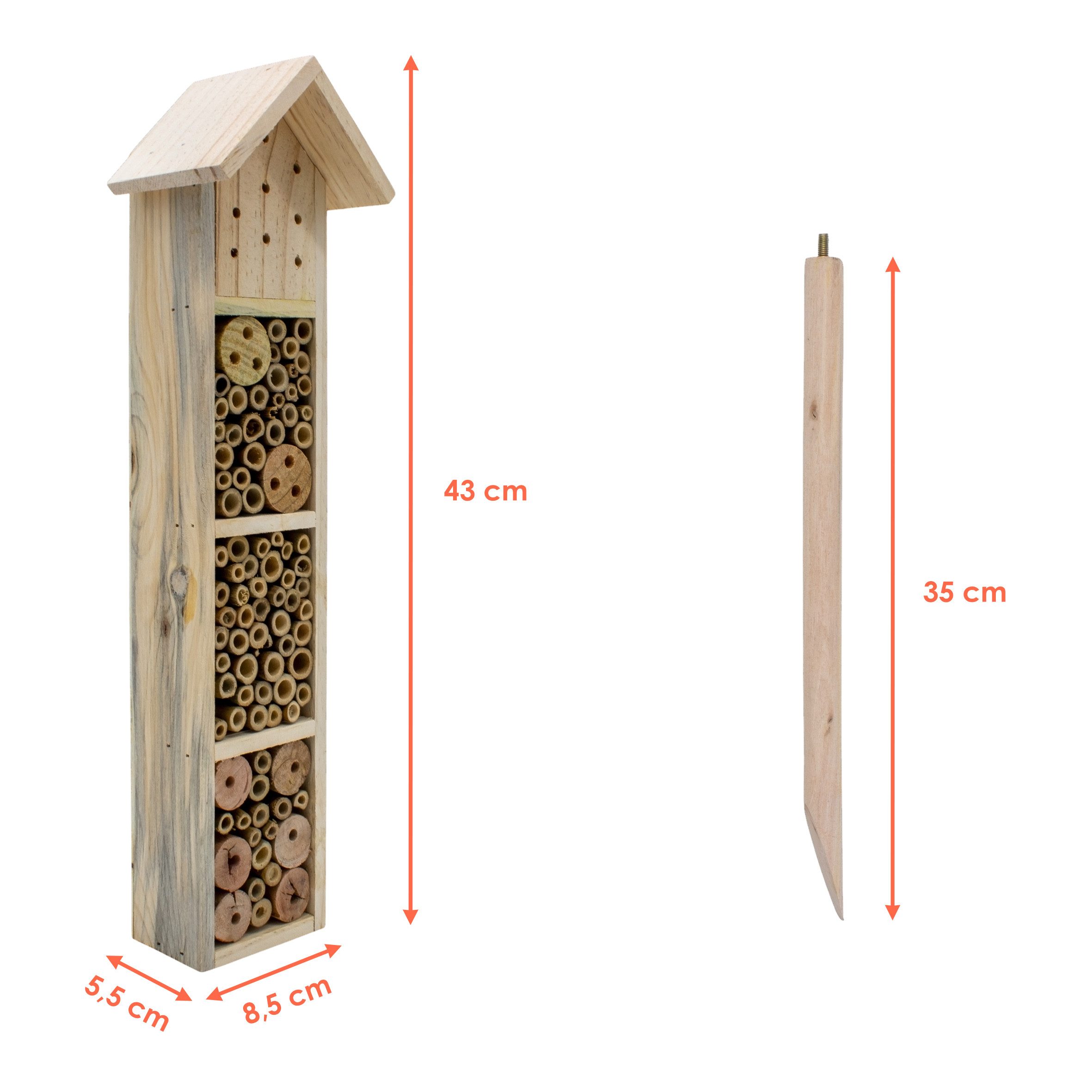 Spetebo Insektenhotel zum Aufstellen - 78 cm, (Anzahl, 1-St., Stück), mit Erdspieß