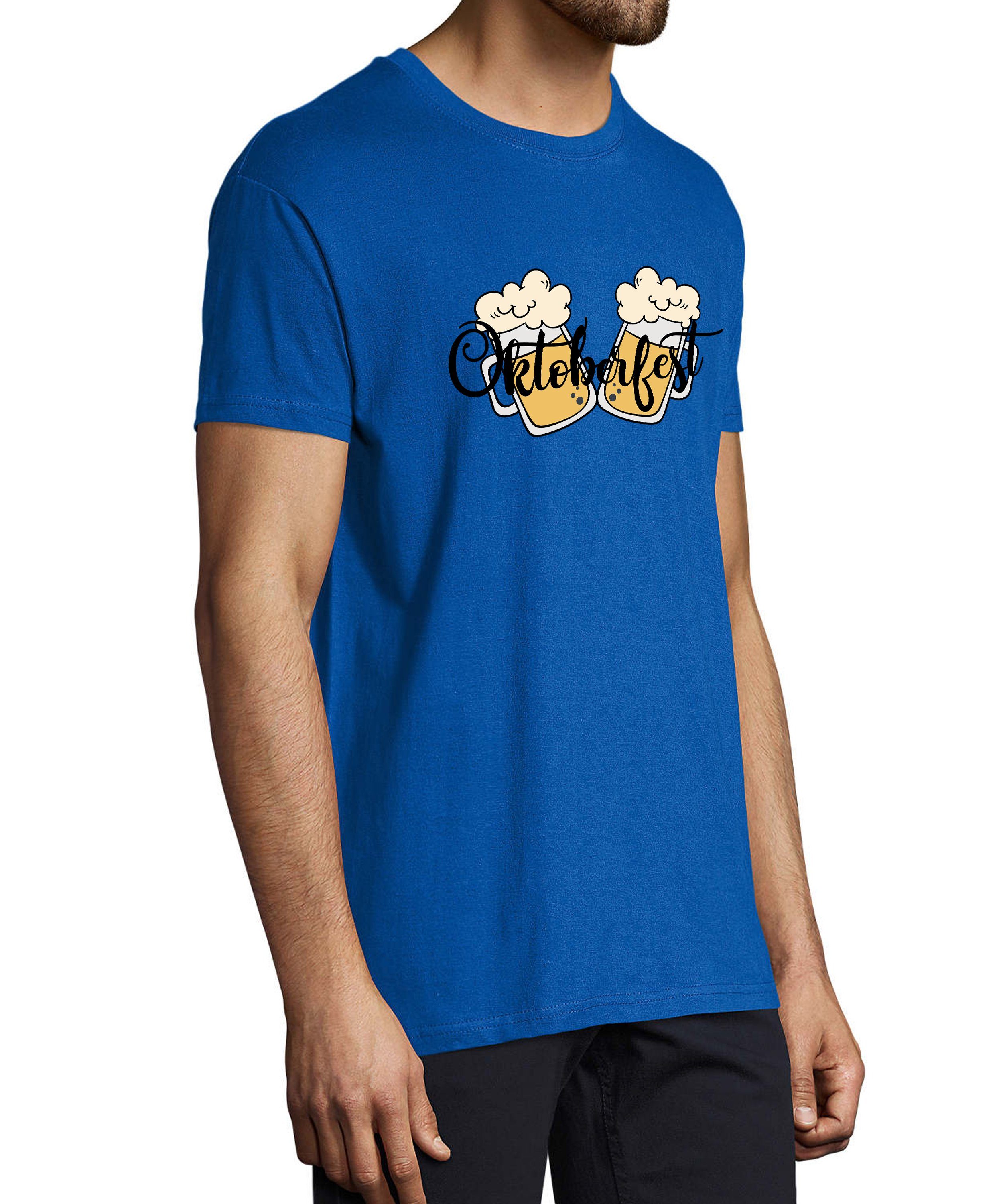 MyDesign24 T-Shirt Herren Party Shirt Trinkshirt Fit, blau Oktoberfest Regular T-Shirt Biergläser mit Aufdruck royal i326 2 Baumwollshirt 