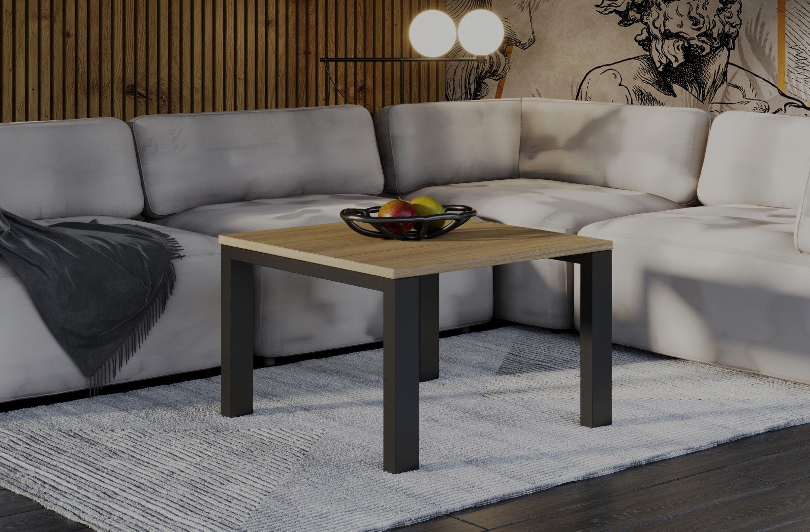 Endo-Moebel Couchtisch Natur Metallgestell Garold Eiche Tisch, Wohnzimmertisch, / cm 80 leicht hochwertiger aufzubauen 120cm