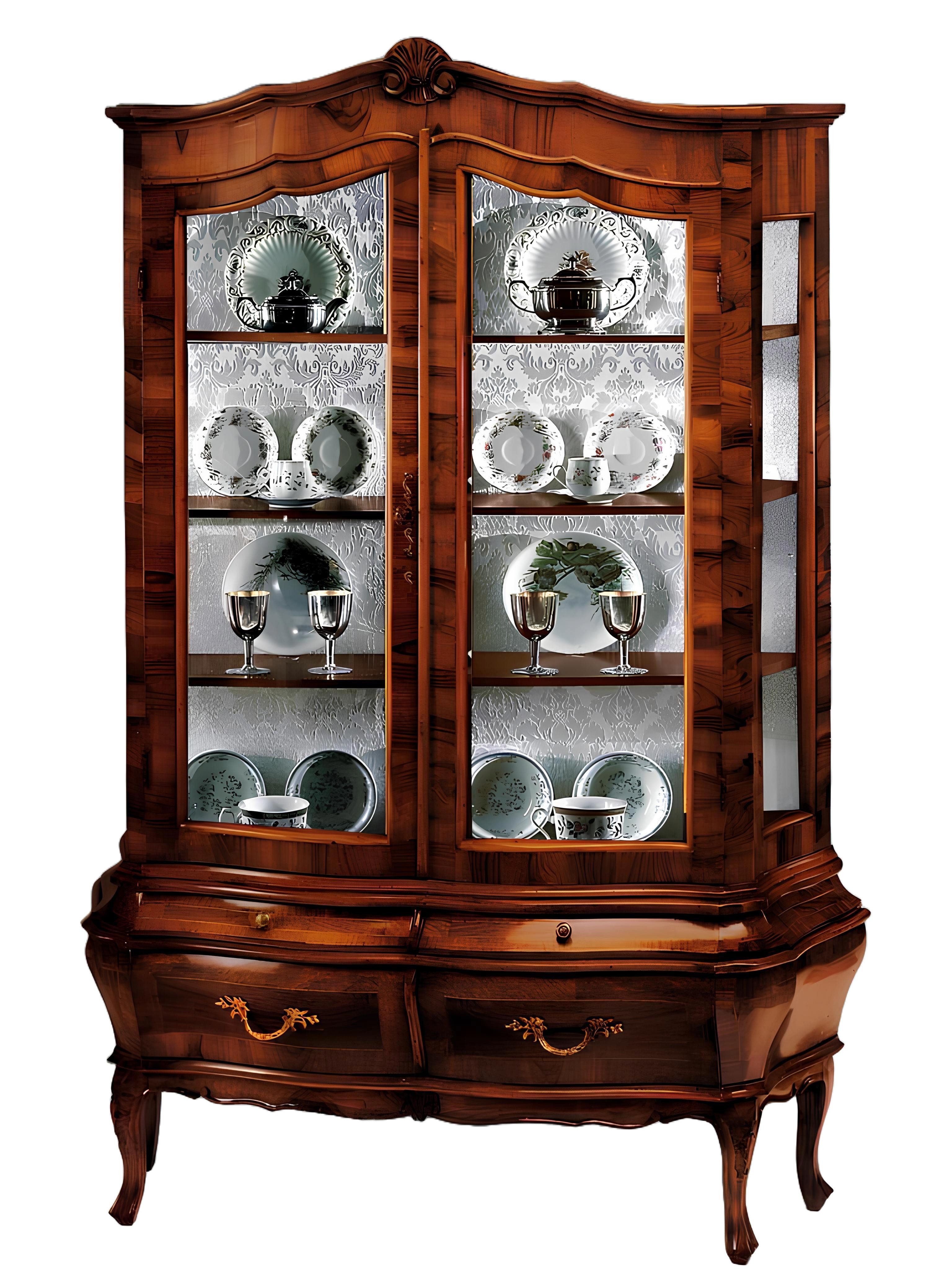 Xlmoebel Sideboard Massivholz-Anrichte mit Glastüren und Schubladen (Anrichte, 1 St., Anrichte), Hergestellt in Europa