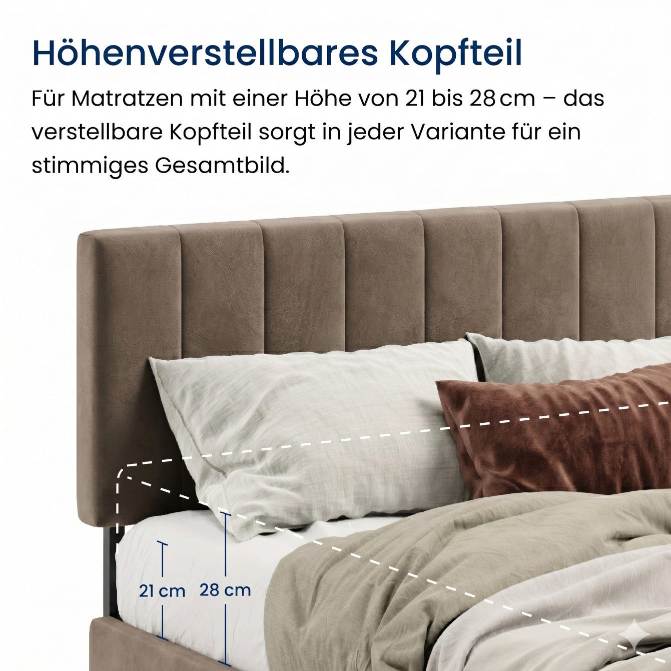 Home Collective Polsterbett mit Stauraum und Lattenrost Doppelbett Gepolstertes Bett (Verfügbare Größen: 140x200 und 160x200 cm), hydraulischer Bettkasten Kopft – Bild 5 von 5