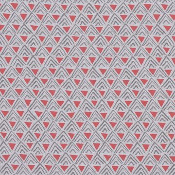 Vorhang SCHÖNER LEBEN. Vorhang Dreiecke Retro weiß grau rot 245cm, SCHÖNER LEBEN., Smokband (1 St), blickdicht, Baumwolle, handmade, made in Germany, vorgewaschen