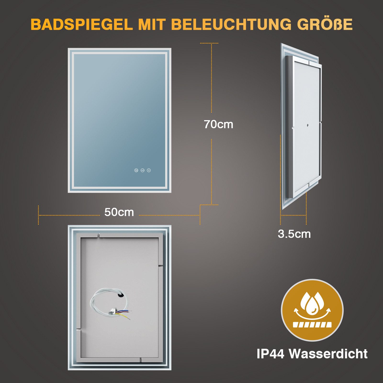 PESENXAN Badspiegel mit Beleuchtung, LED Badezimmer Spiegel, LED Spiegel mi günstig online kaufen
