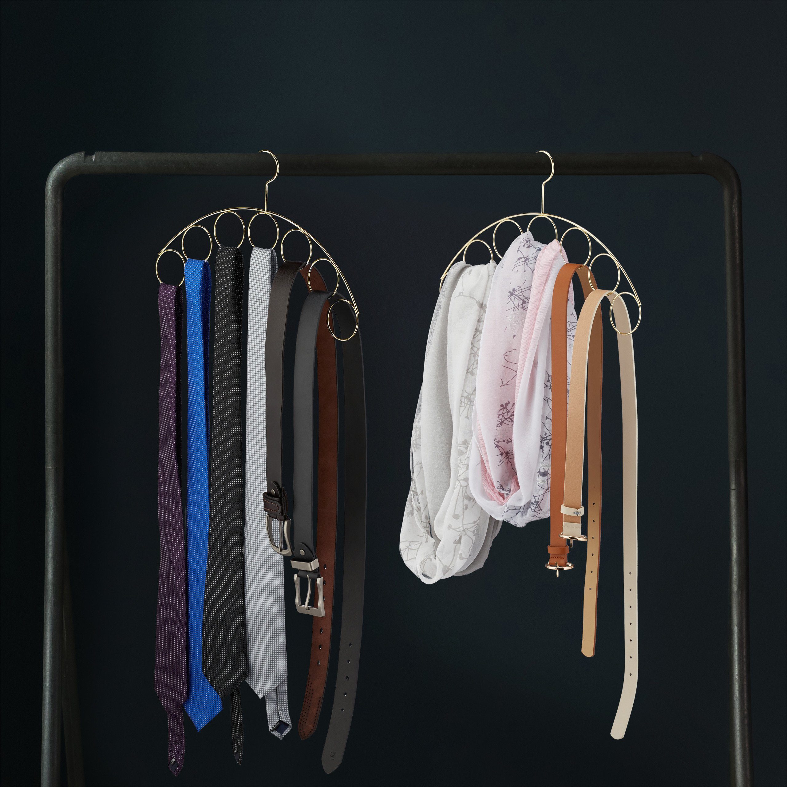 relaxdays Kleiderbügel mit Schalhalt, gold günstig online kaufen