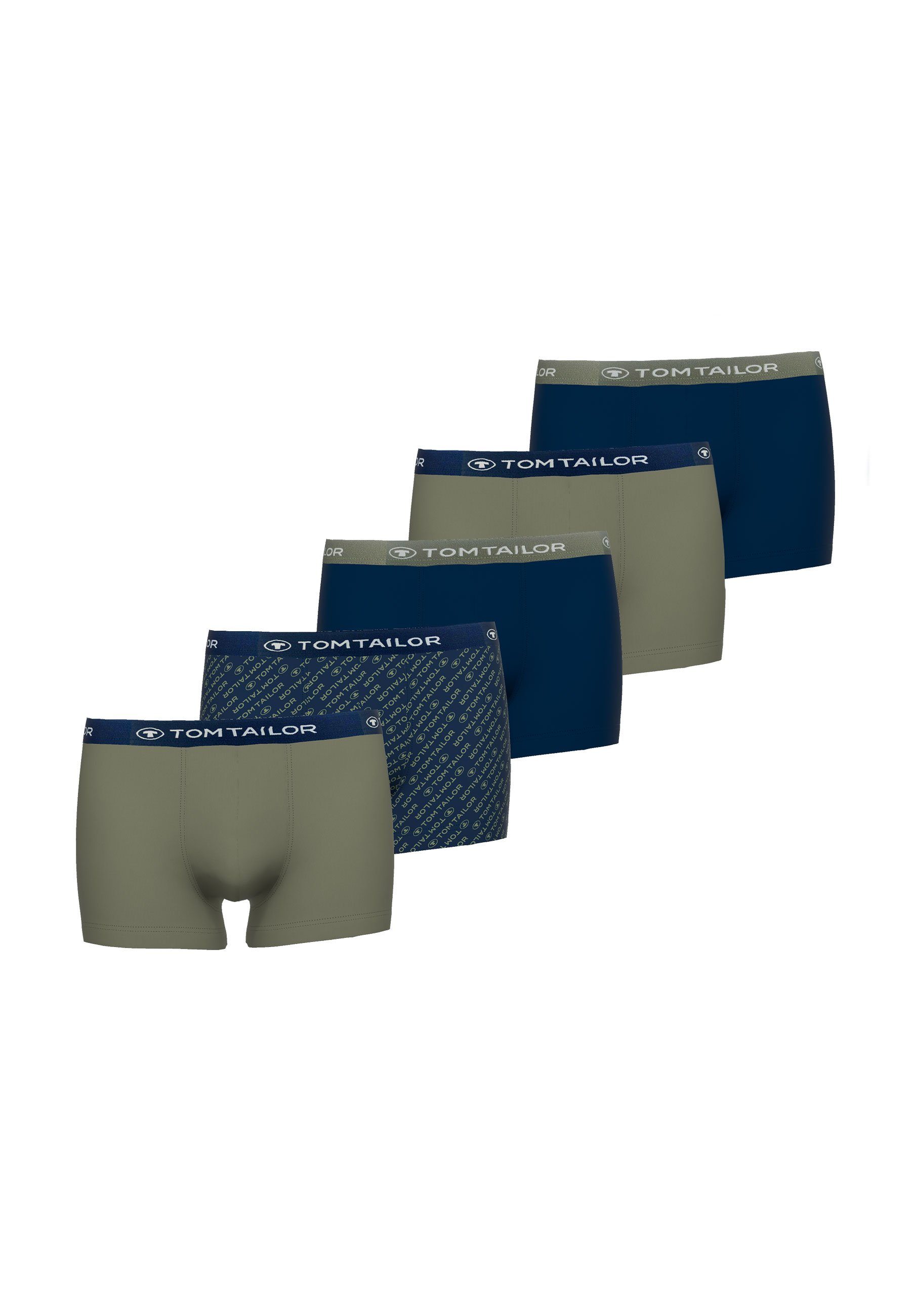 TOM TAILOR Boxershorts TOM TAILOR Herren Hip Pants blau uni 5er Pack (5-St)