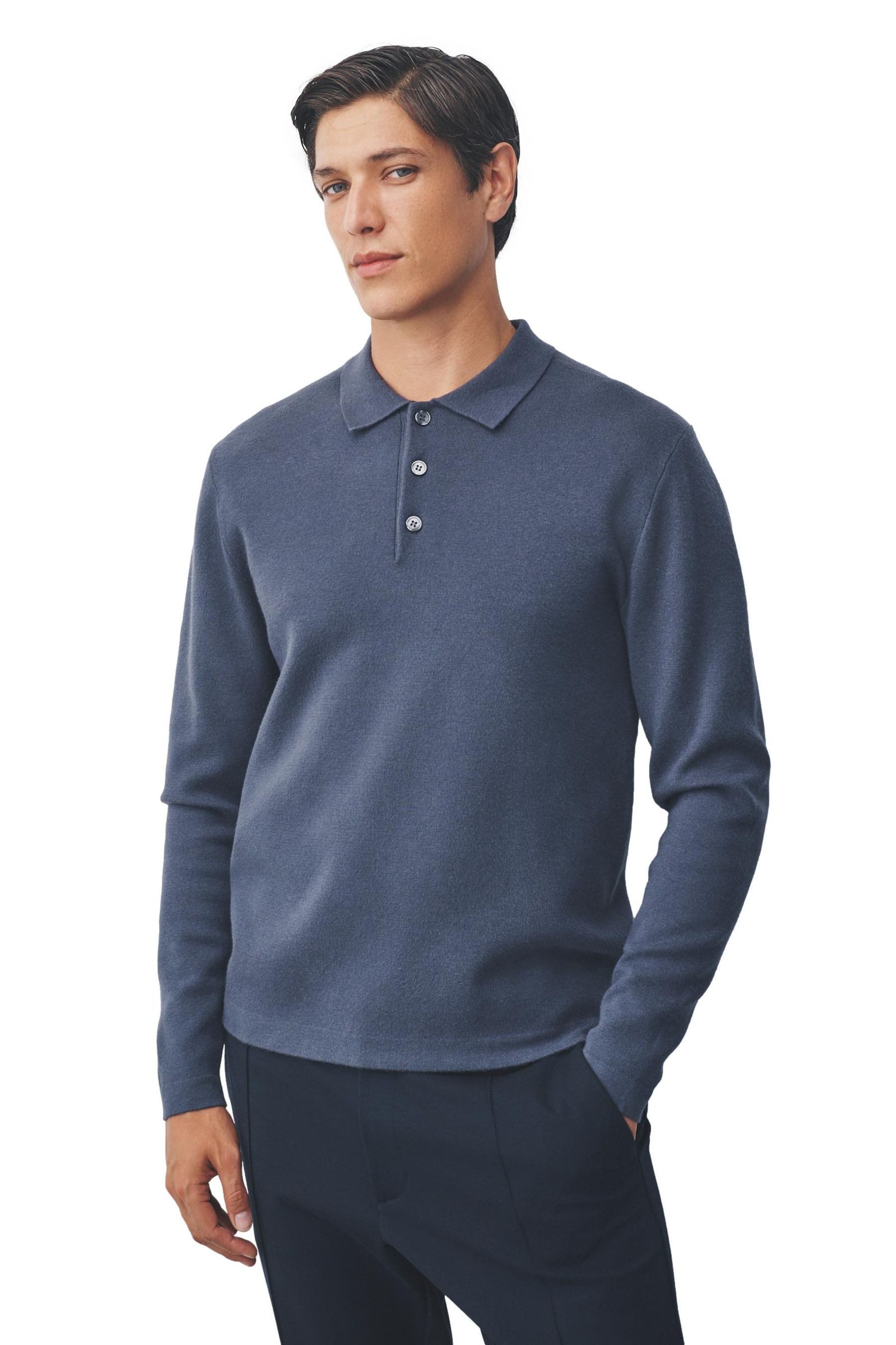 Next Langarm-Poloshirt Regular Fit Poloshirt mit Knopfverschluss (1-tlg) günstig online kaufen