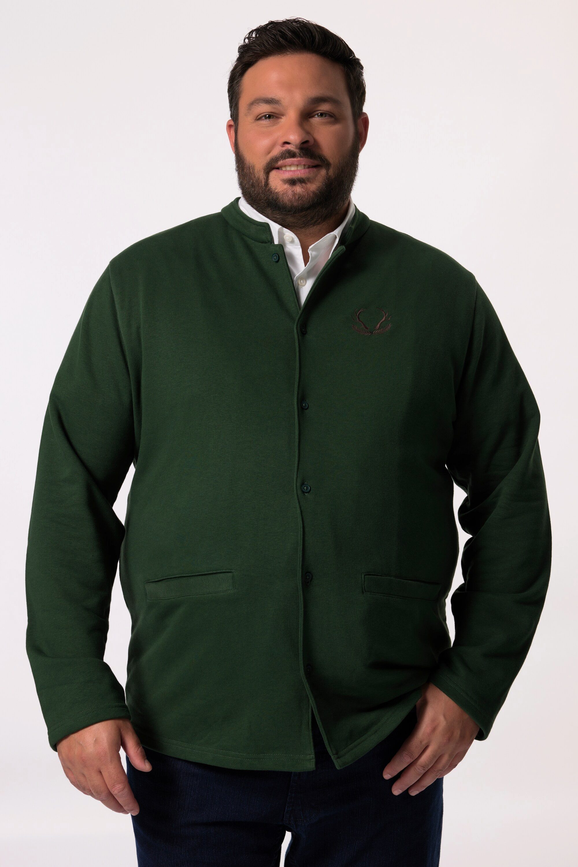 Men Plus Fleecejacke Sweat-Janker Stehkragen Stickerei