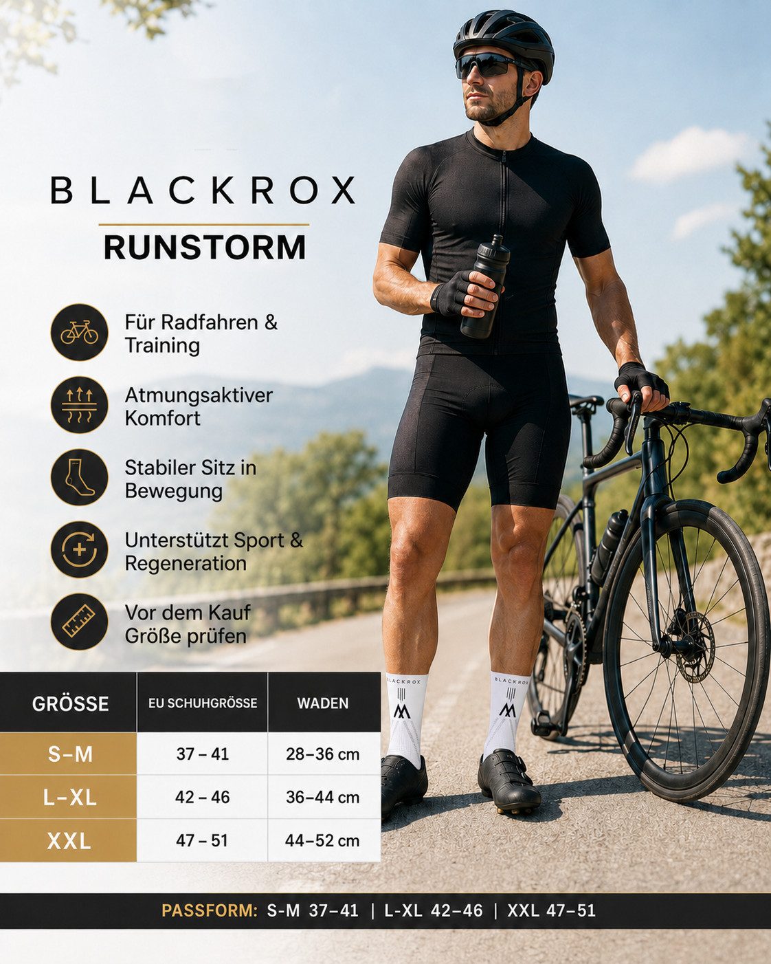 BLACKROX Kompressionsstrümpfe [Vergleichssieger 2026] RUNSTORM V1, Gr. S-XL, Damen und Herren – Bild 5 von 5