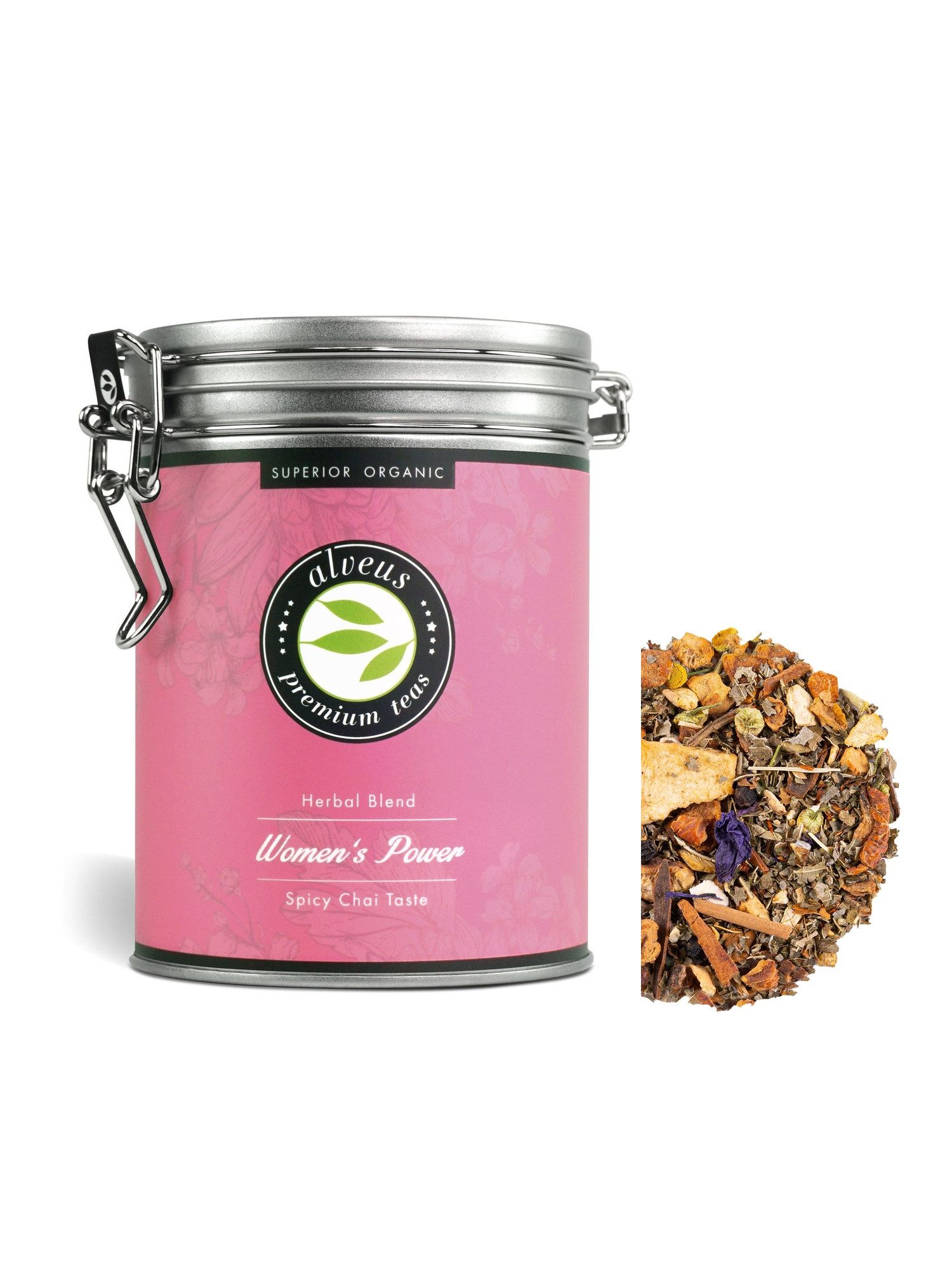 Alveus Tee Tee Alveus Women's Power BIO Kräuter-Früchtetee Ingwer-Zimt 100g Dose, 1 x 100,00 g, Bio; Lose Premium-Teemischung; natürlich aromatisiert; Geschmack: Ingw