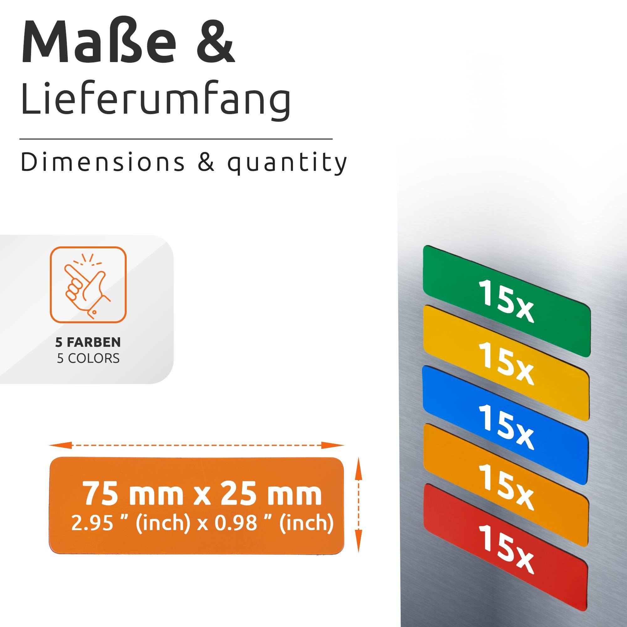 ECENCE Magnet 75 Magnetstreifen beschreibbar Etiketten Magnete (75-St) – Bild 4 von 5