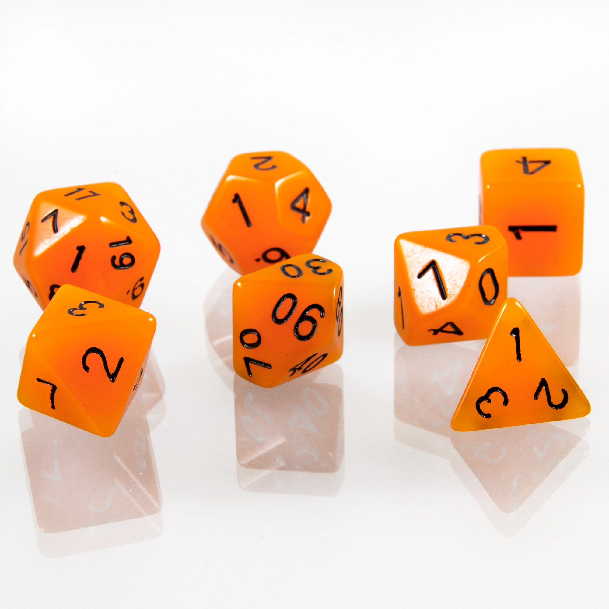 SHIBBY Spielesammlung, 7 polyedrische leuchtende DND Würfel mit Beutel Orange