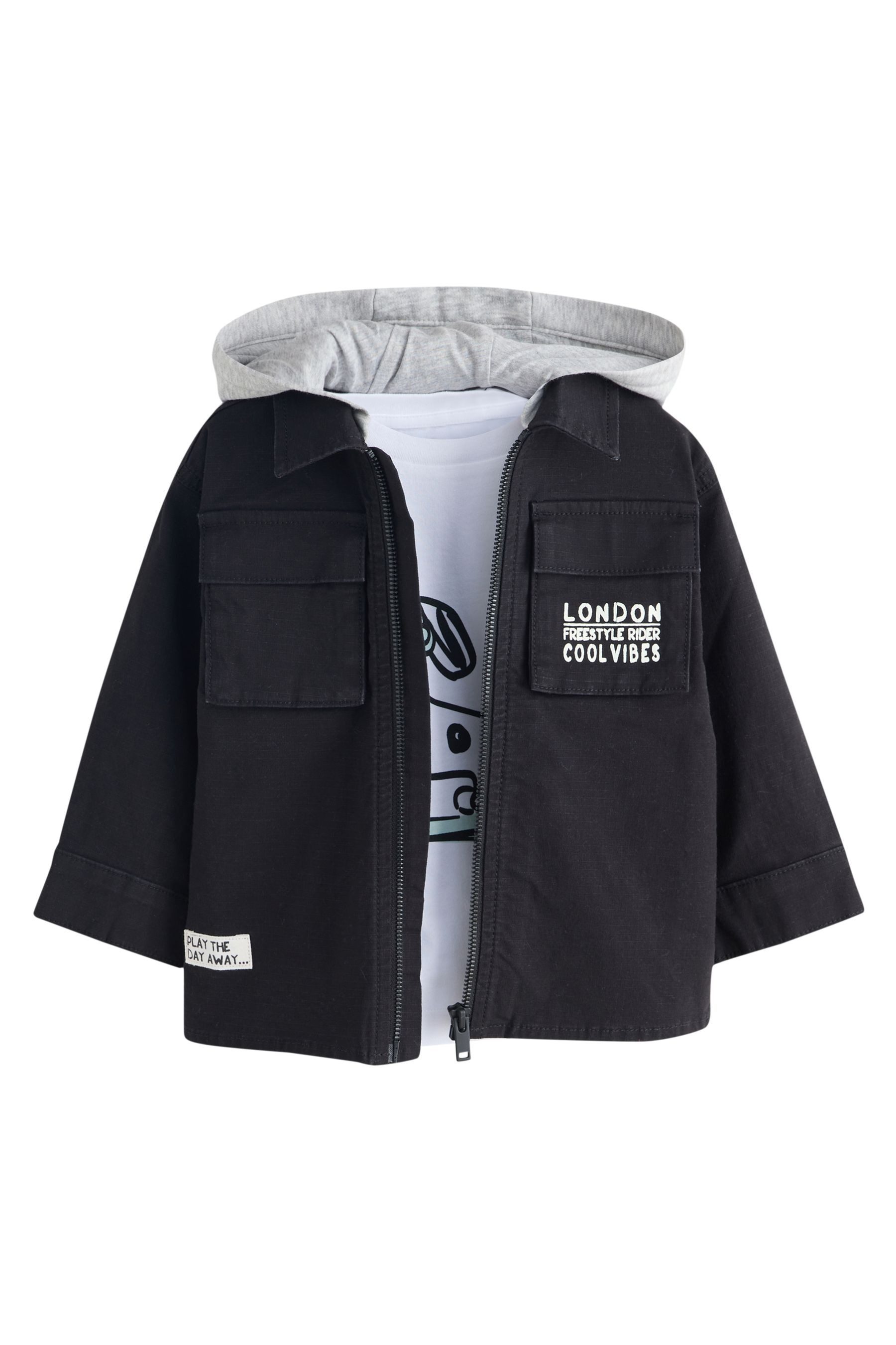 Next Kapuzenpullover Twill-Hemdjacke und T-Shirt im Set (2-tlg)