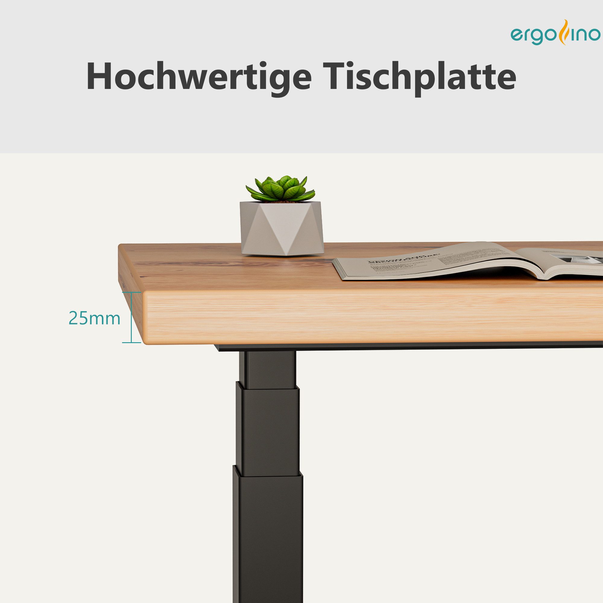 ERGOFINO Arbeitsplatte Tischplatte (Weiß, Schwarz, Buche, Asteiche, und Nussbaum, 140x80 cm, 160x80 cm, 180x80 cm, 200x100 cm), DIY Schreibtischplatte Bürotischplatte