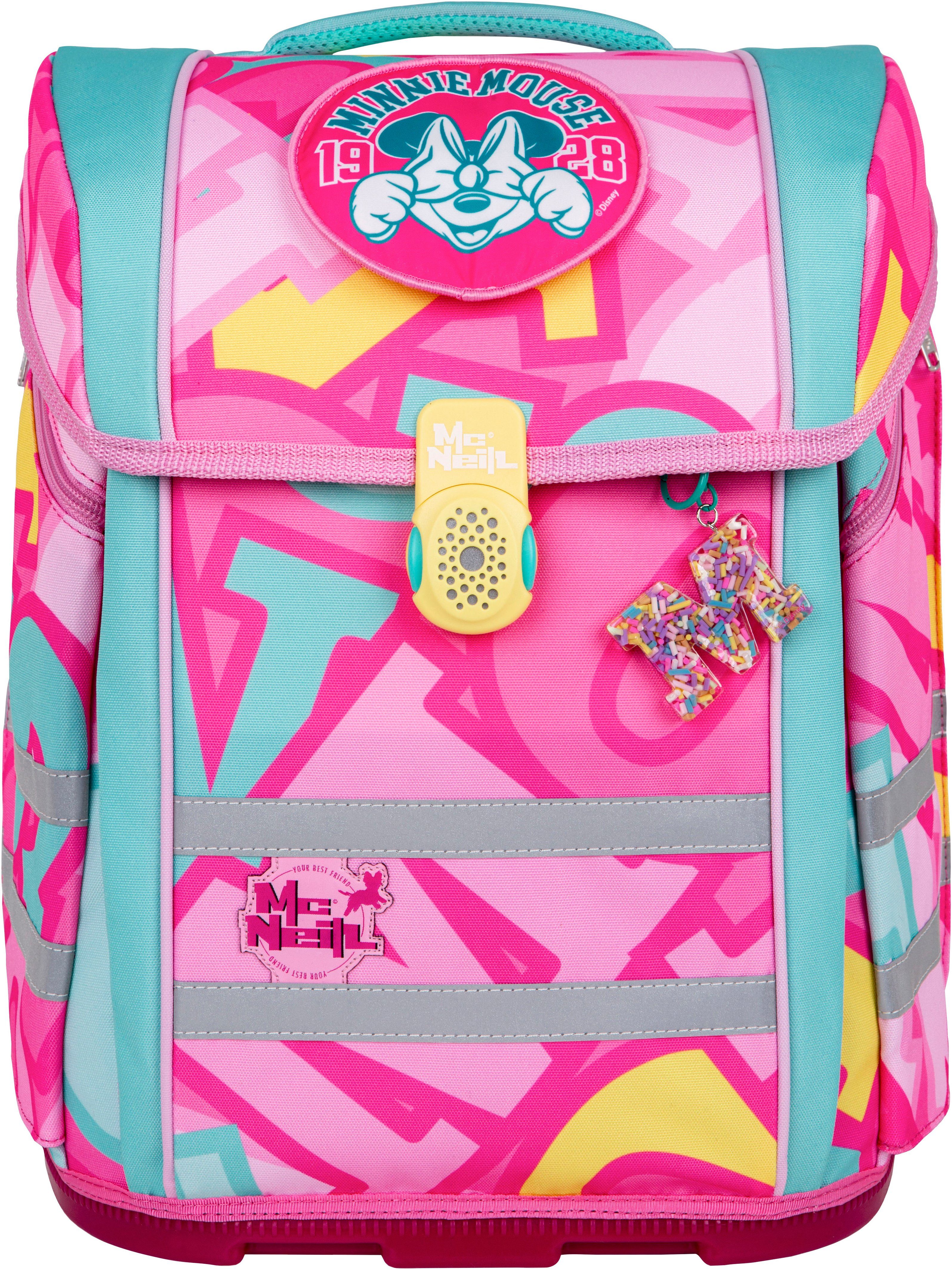 McNeill Schulranzen Perfecto, Disney, Minnie Mouse (Set, 5-tlg), inkl. Federmäppchen, Turnbeutel, Schlamperrolle & Motivmagnet