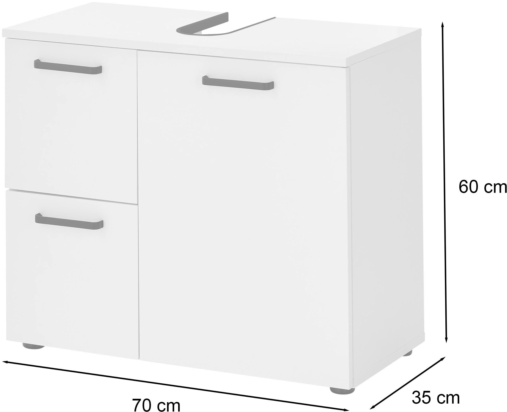 BASIC by Balculina Waschbeckenunterschrank Vanice, Badezimmerschrank B/H/T 70x60x35cm (1-St) Breite 70cm, Softclose, FSC-Mix 70%,Made in Europa