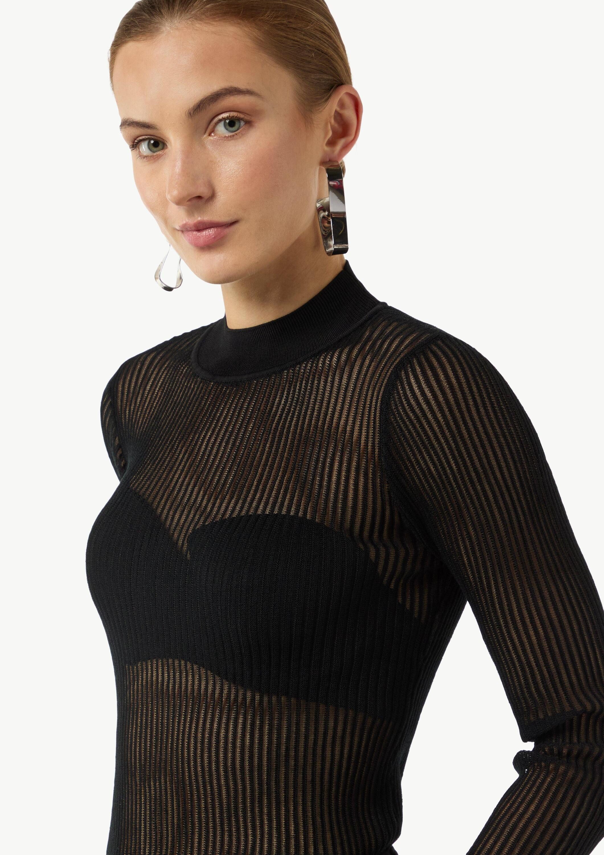 comma Longpullover Strickpullover Strickpullover mit Rippstruktur
