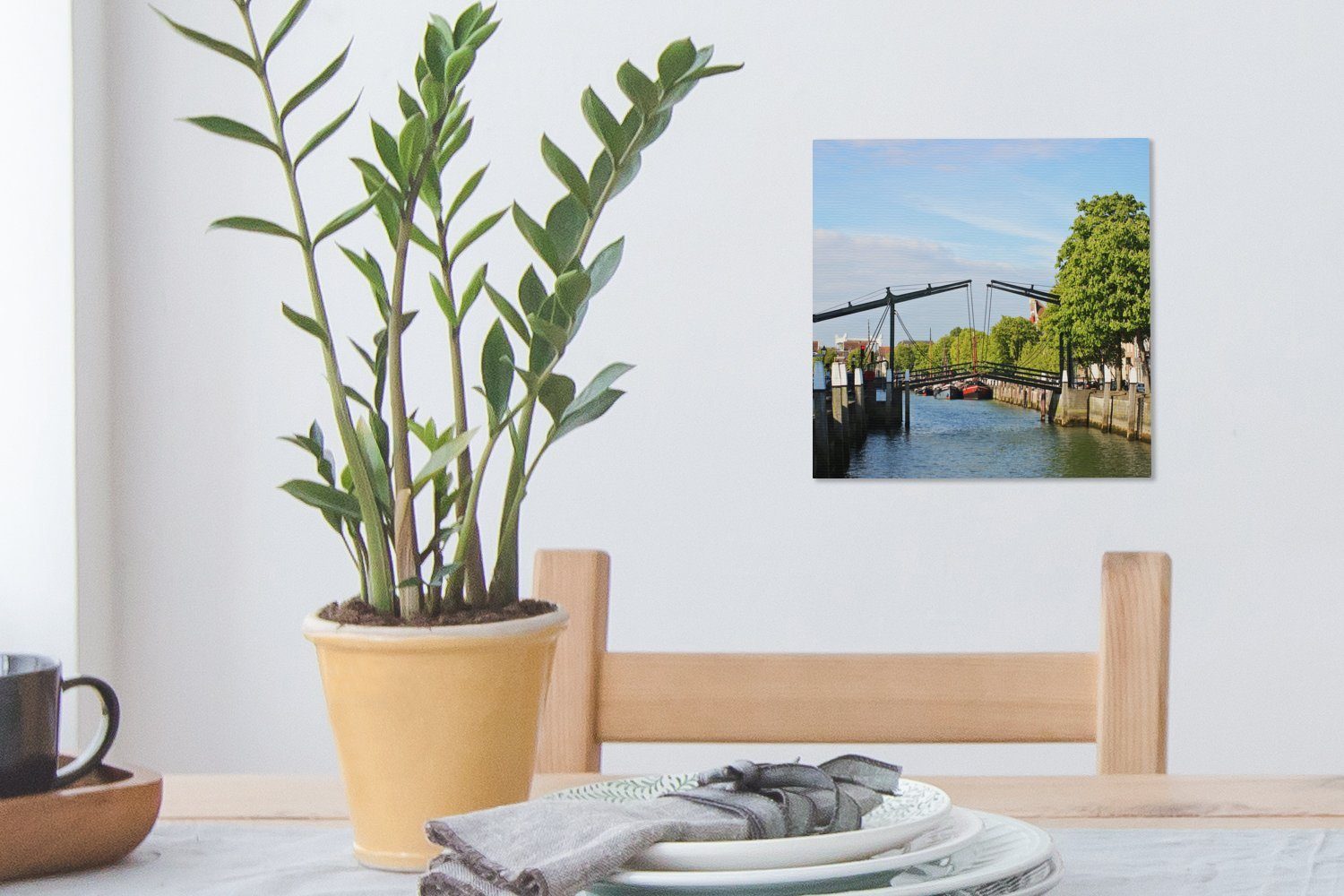 Leinwandbild Wohnzimmer - OneMillionCanvasses® Leinwand Brücke Dordrecht Niederlande, Schlafzimmer Bilder für - (1 St),