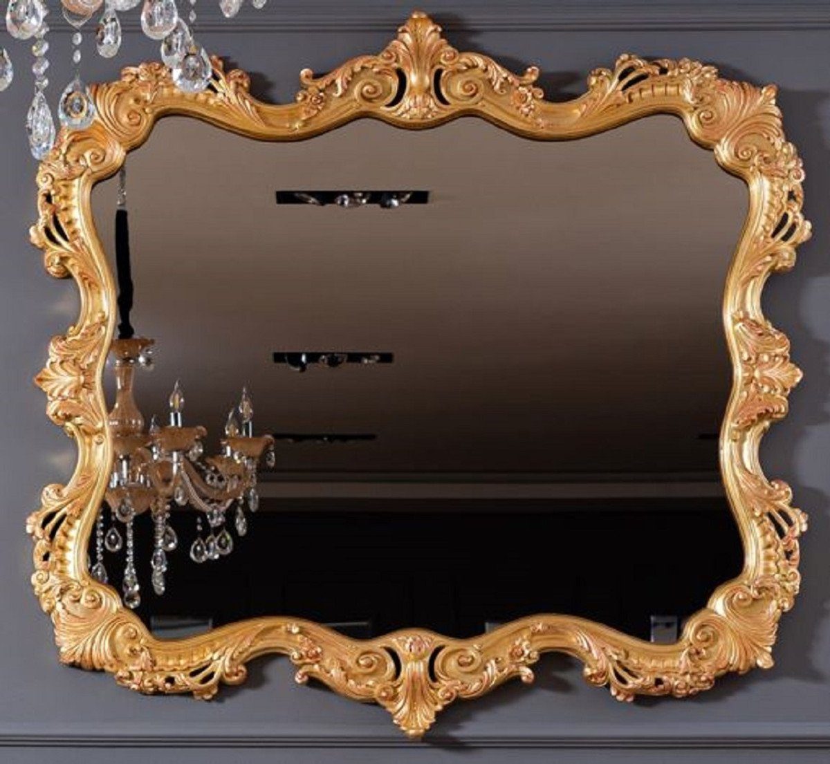 Casa Padrino Barockspiegel Luxus Barock Spiegel Gold - Prunkvoller Massivholz Wandspiegel im Barockstil - Handgefertigte Barock Möbel