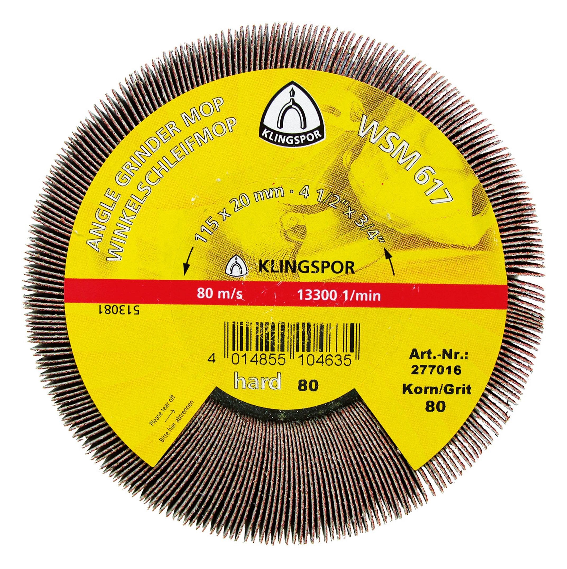 Klingspor Schleifscheibe, Winkelschleifmop WSM 617 125 x 20 mm K120