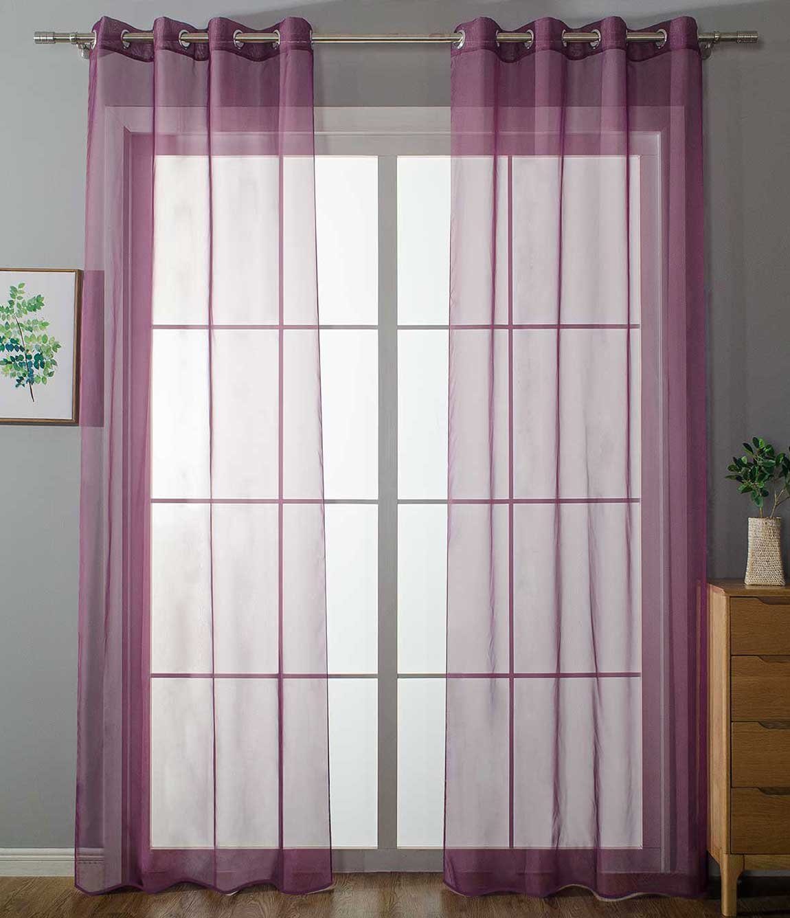 Gardinenbox Gardine (2 St), Ösen, transparent, Voile, Ösenvorhänge Voile »Uni« Bleibandabschluß 20332-cn2