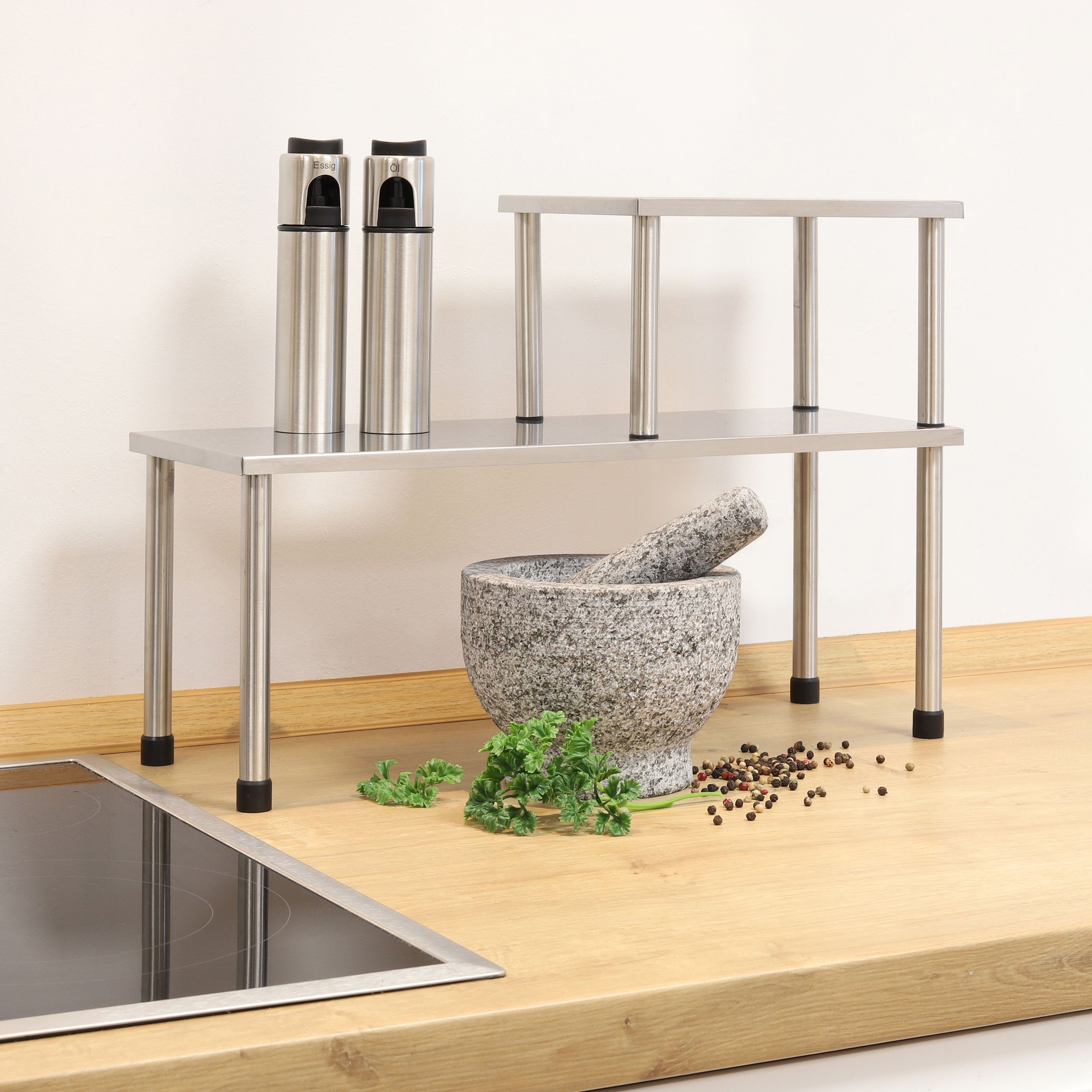Spetebo Küchenregal Edelstahl Küchenregal für die Arbeitsplatte, Stück 1-tl günstig online kaufen