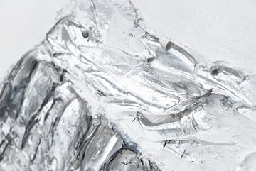YS-Art Gemälde Zugspitze II, Vertikales Leinwand Bild Handgemalt Silbener Berg mit Rahmen