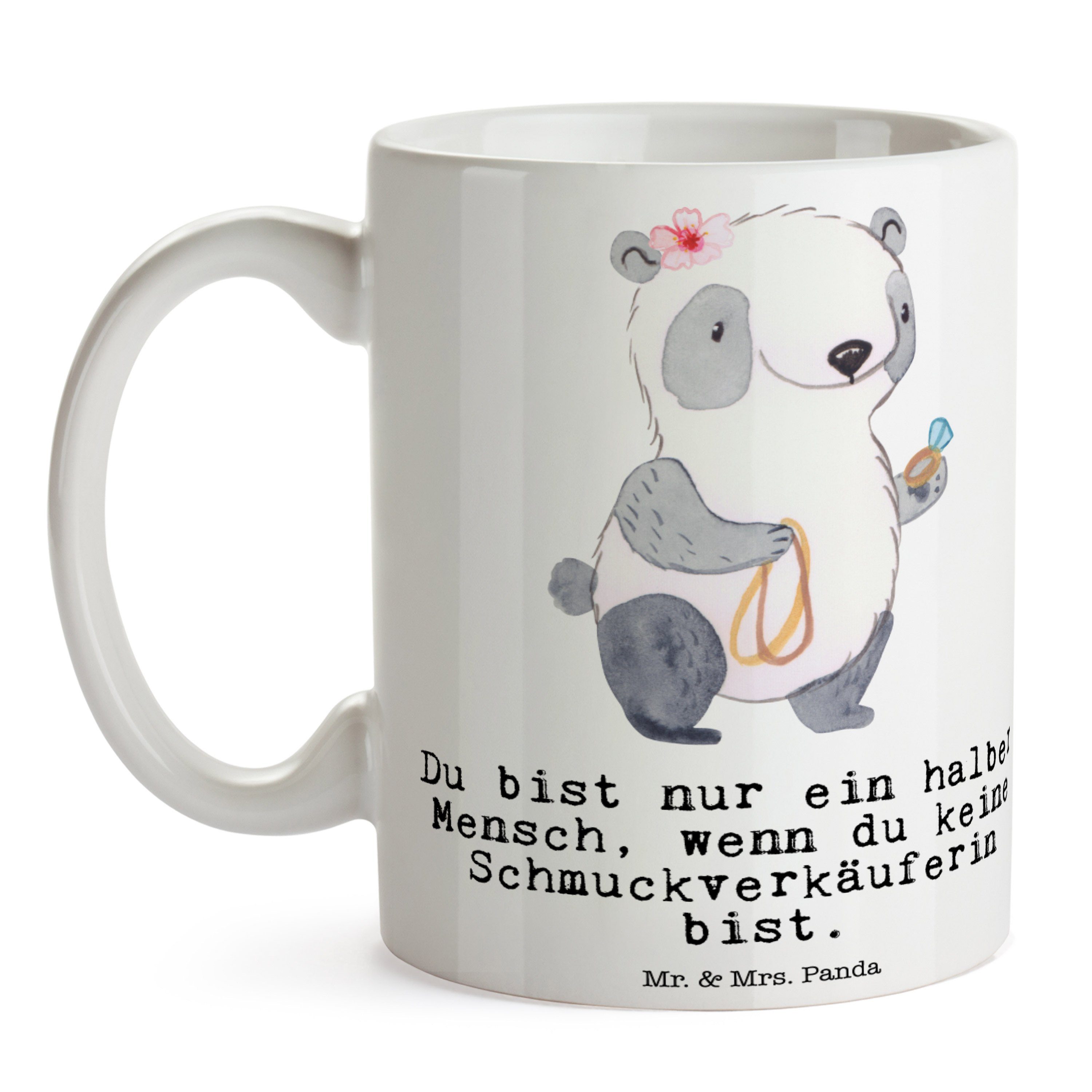 Schmuckgeschäft, Panda Mr. Schmuckverkäuferin Mrs. - Keramik Geschenk, - & Keram, mit Herz Weiß Tasse