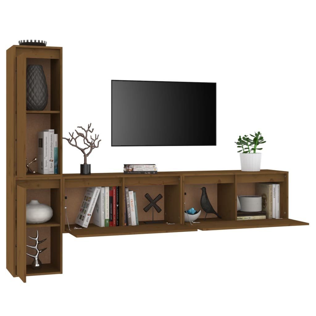 TV-Schränke Massivholz TV-Schrank Honigbraun 4 Kiefer Stk. (4-St) vidaXL