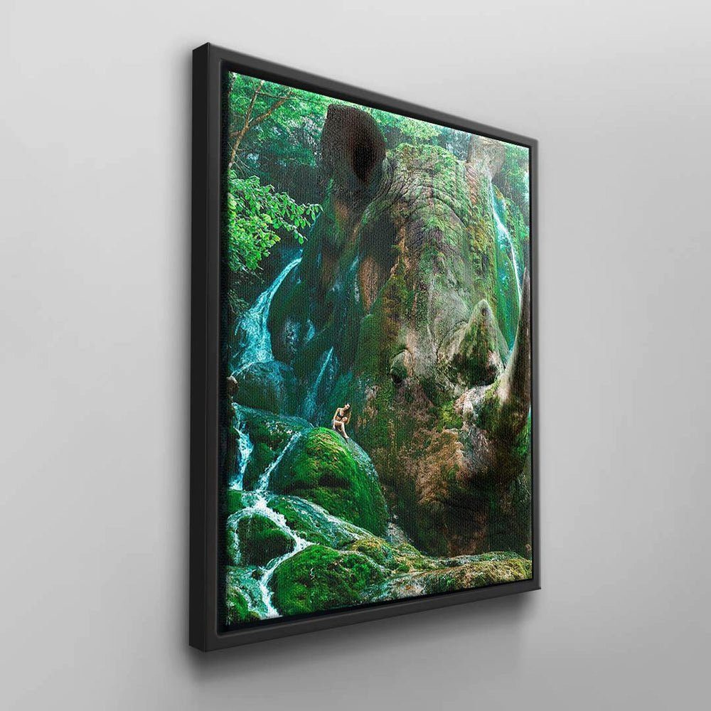 weißer Wandbild von Leinwandbild, Nashorn Natur DOTCOMCANVAS® Rahmen