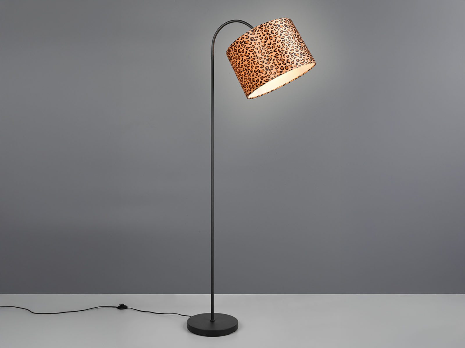 Reality Leuchten LED Stehlampe Stoffschirm Leopardenmuster Höhe 156cm, dimmbar, LED wechselbar, warmweiß, groß-e ausgefallene besondere Wohnzimmer-lampe Ecke st – Bild 3 von 5