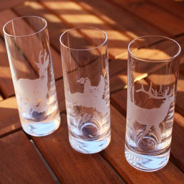 Bohemia Crystal Schnapsglas Barline, Kristallglas, veredelt mit Gravur, 6 x Jadmotiv, Inhalt 50 ml, Schnapsglas-Set