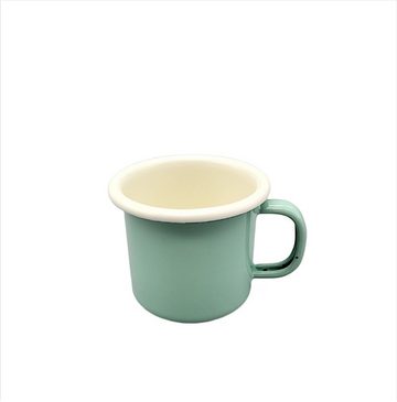 Linoows Seifenschale Emaille Seifenhalter, Seifenablage mit Tasse, Mint, Breite: 13 cm, mit Tasse, 1, Seifenschale zum Hängen mit Tasse in Pastell Mint