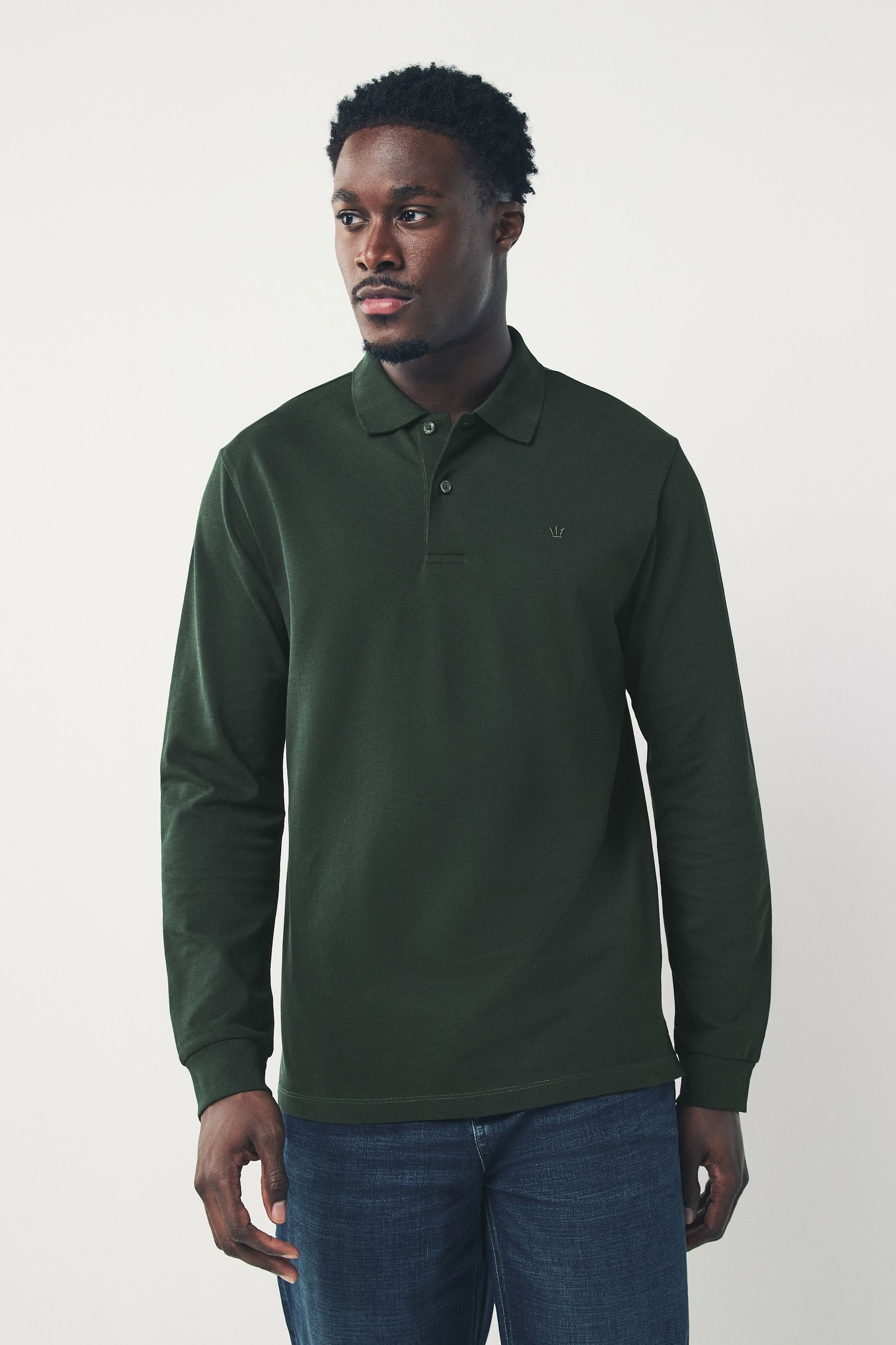 Next Langarm-Poloshirt Regular Fit Lärmeliges Pikee-Poloshirt (1-tlg)