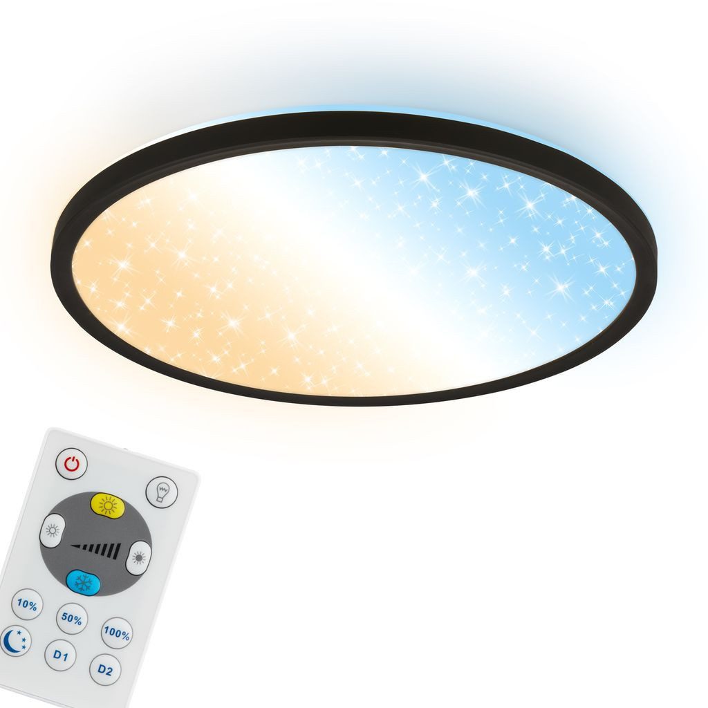 Briloner Leuchten LED Deckenleuchte LED Deckenlampe Dimmbar Fernbedienung CCT Sternenhimmel, LED fest integriert, 6500K - Kaltweiß, 4000K - Neutralweiß, 3000K - Warmweiß, CCT Farbtemperatursteuerung - Warmweiß / Neutralweiß / Kaltweiß, 5500-6500K - Tageslichtweiß, 29,3x4 cm, Wohnzimmer, Schlafzimmer, Flur, Büro